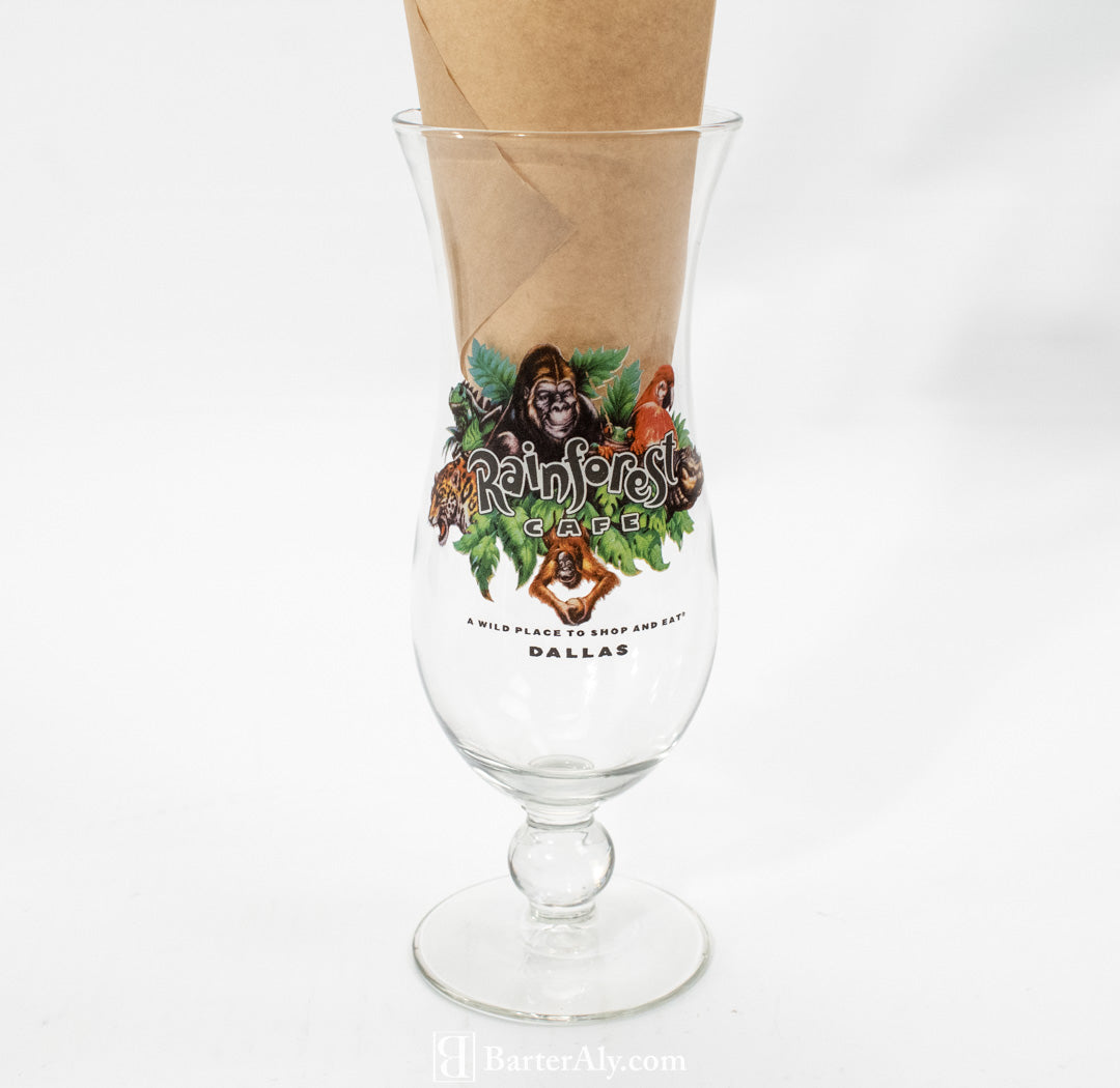 Rain Forest Cafe Collectible Cup A Wild Place to shop and eat Dallas Texas Glass