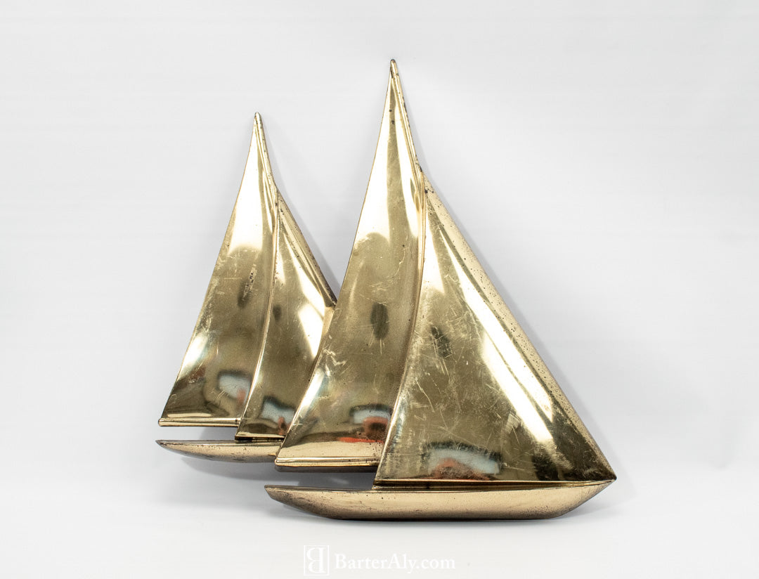 Gold Sail Boat Hanging Wall Display Used 15 x 14