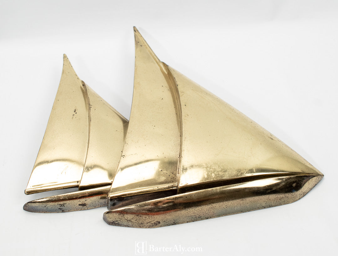 Gold Sail Boat Hanging Wall Display Used 15 x 14