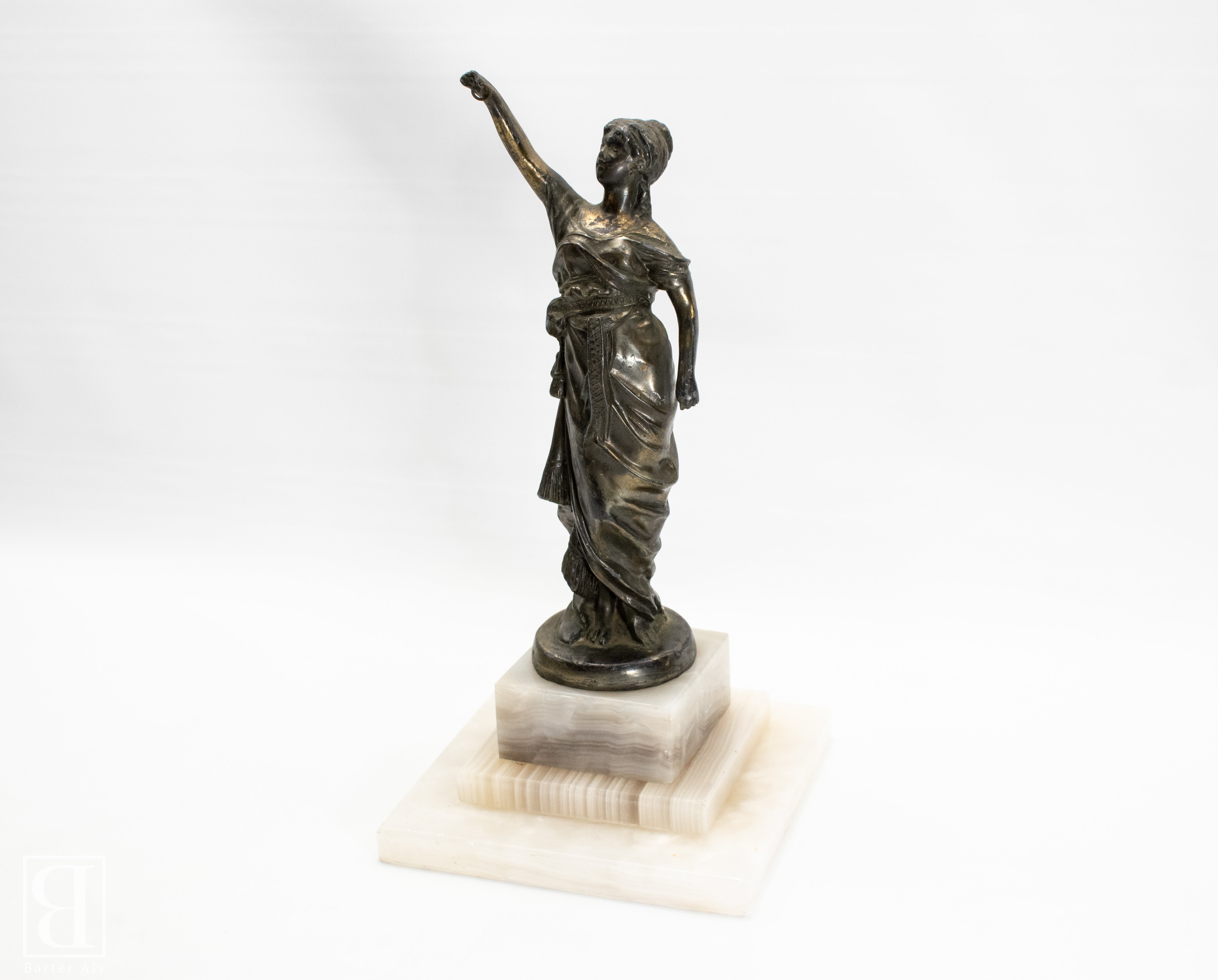 Lady Justice Brass Woman Marble Bass Large Statue Used Vintage