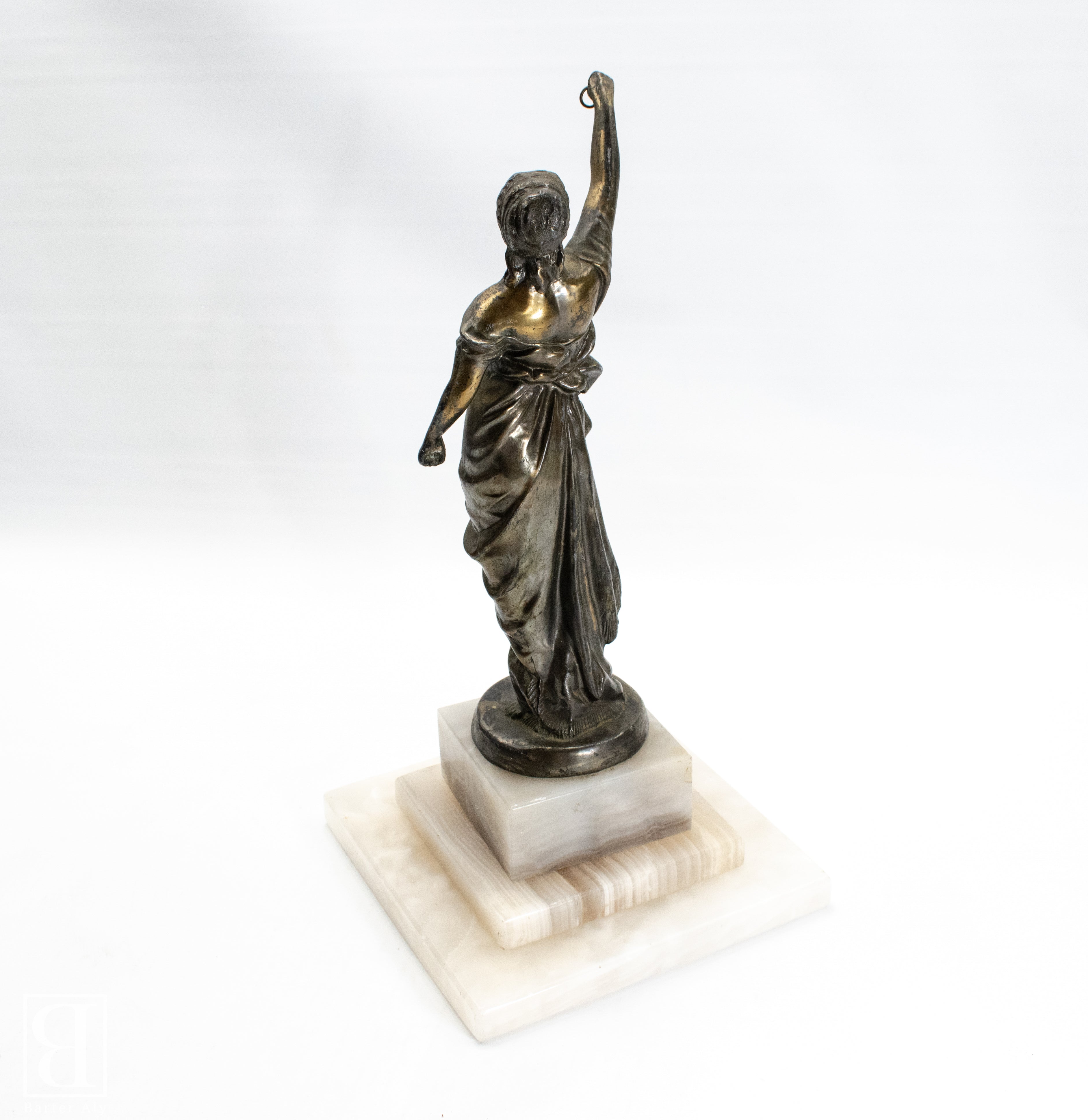 Lady Justice Brass Woman Marble Bass Large Statue Used Vintage