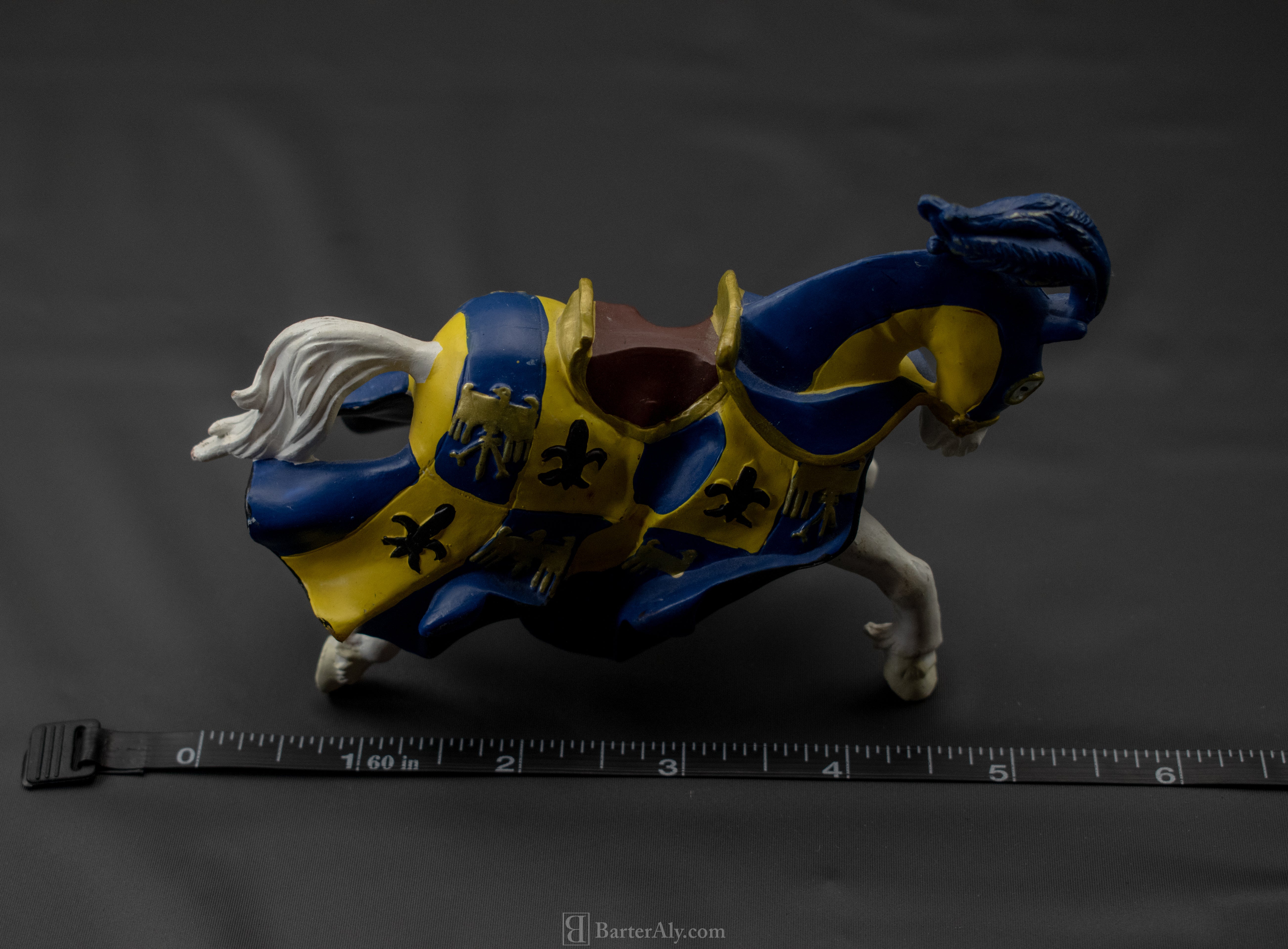 PAPO 2002 BLUE YELLOW Medieval Horse Figure w/ KNIGHT