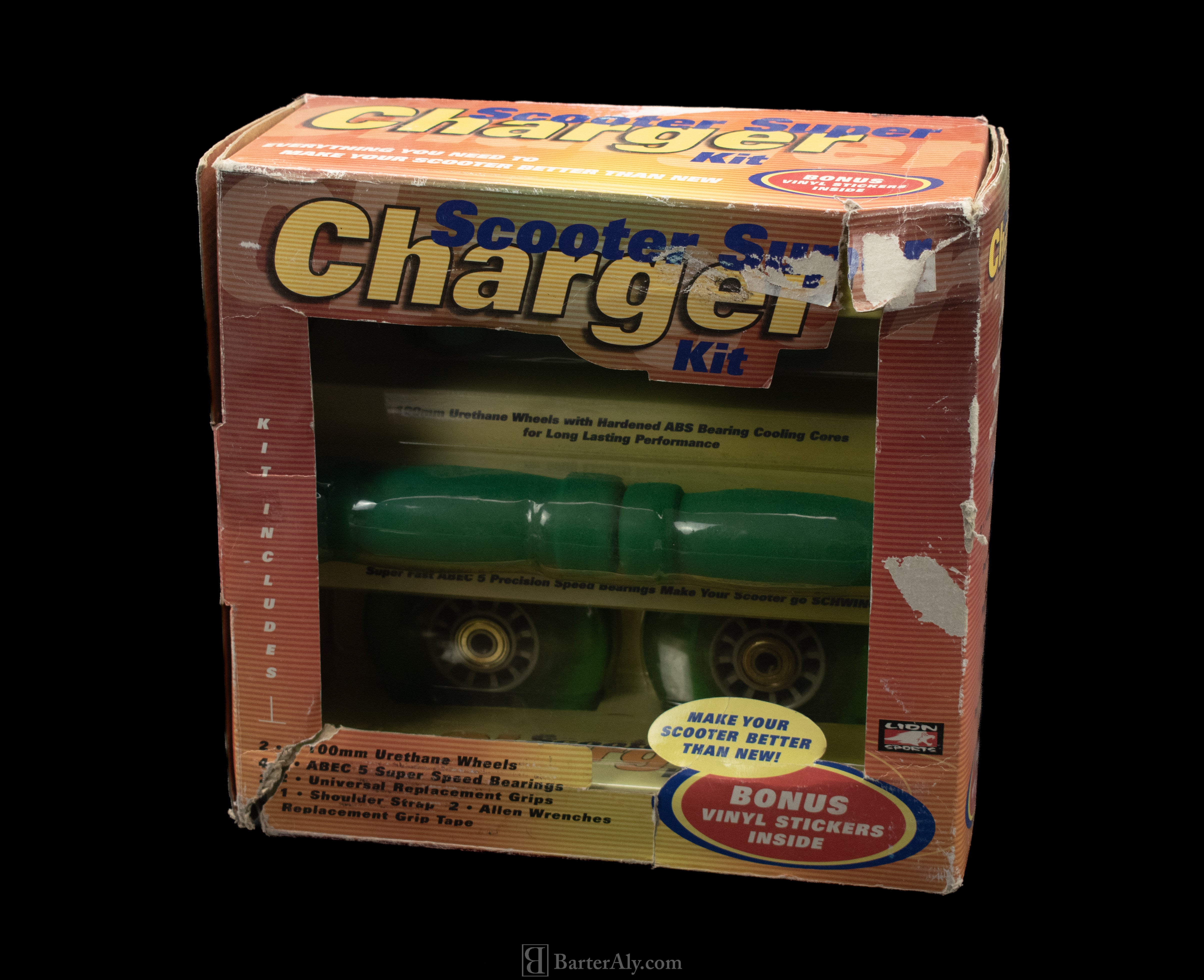 Vintage Scooter Wheels Bearings Super Charger Kit Original Green Vinyl Sticker Included