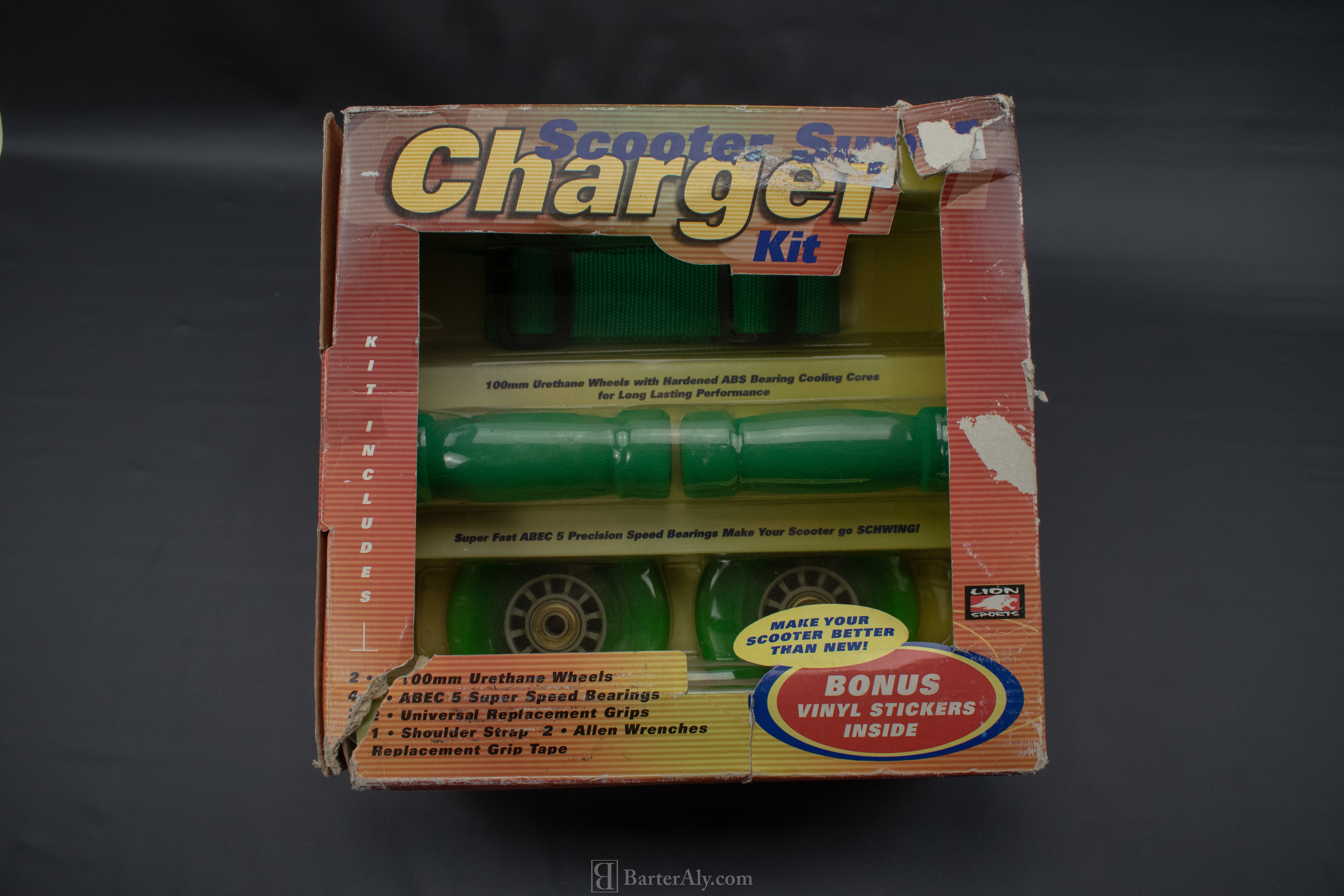 Vintage Scooter Wheels Bearings Super Charger Kit Original Green Vinyl Sticker Included