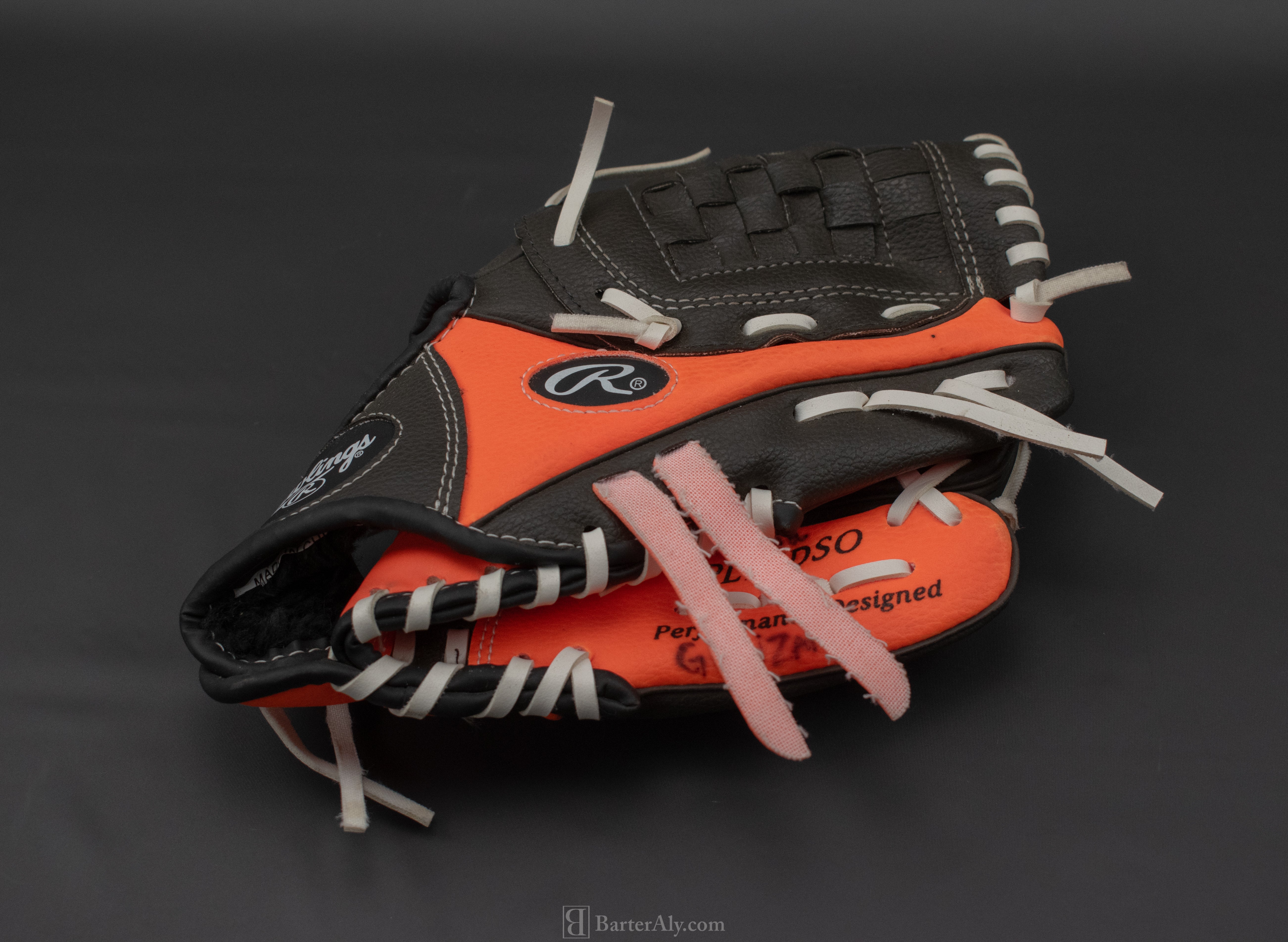 Rawlings Right Hand Baseball Glove Kids PL95DSO Black and Orange ESBH5 10in