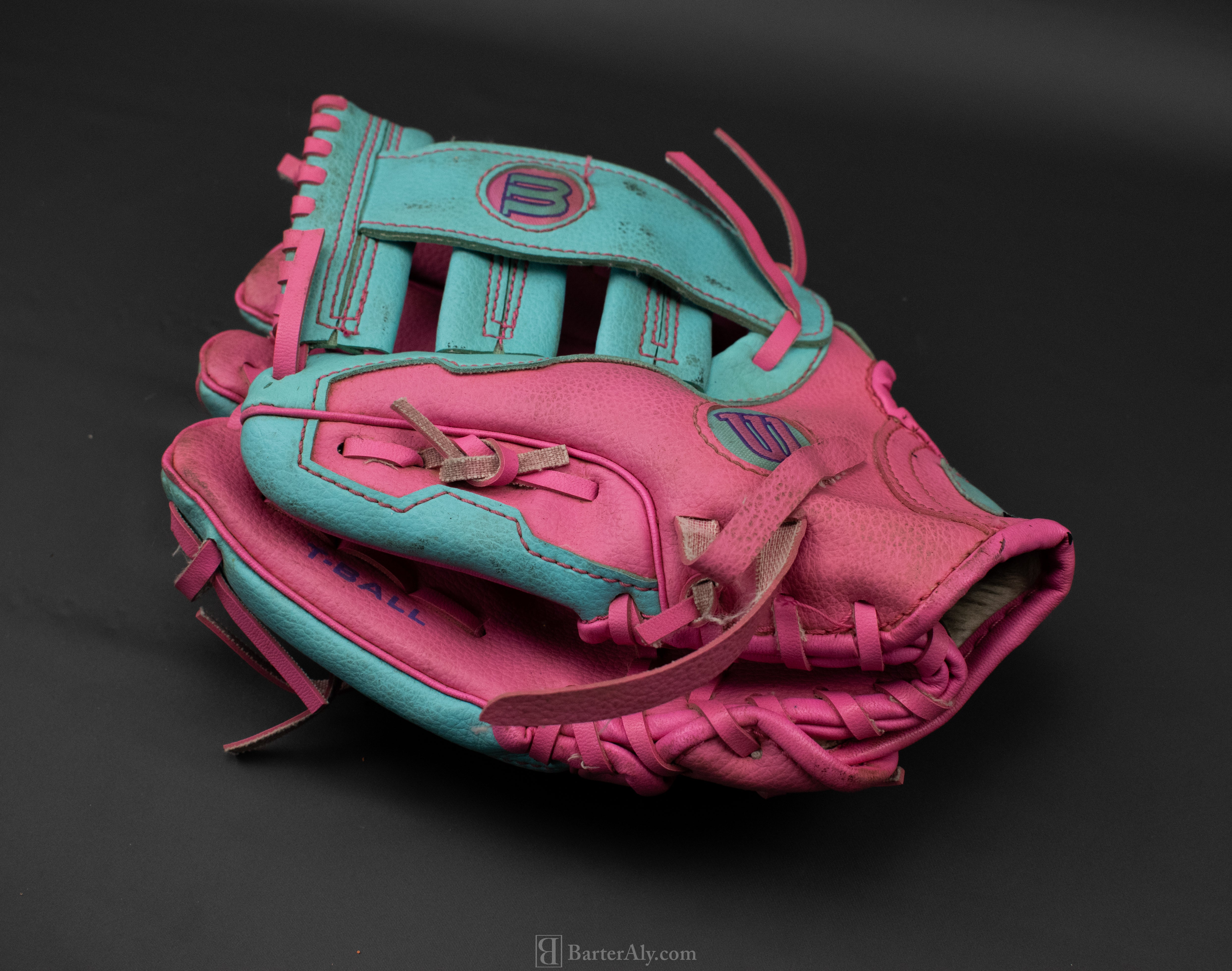 Wilson T-Ball Glove Kids Baseball Pink Blue Girls Baseball Glove 10in Left Hand