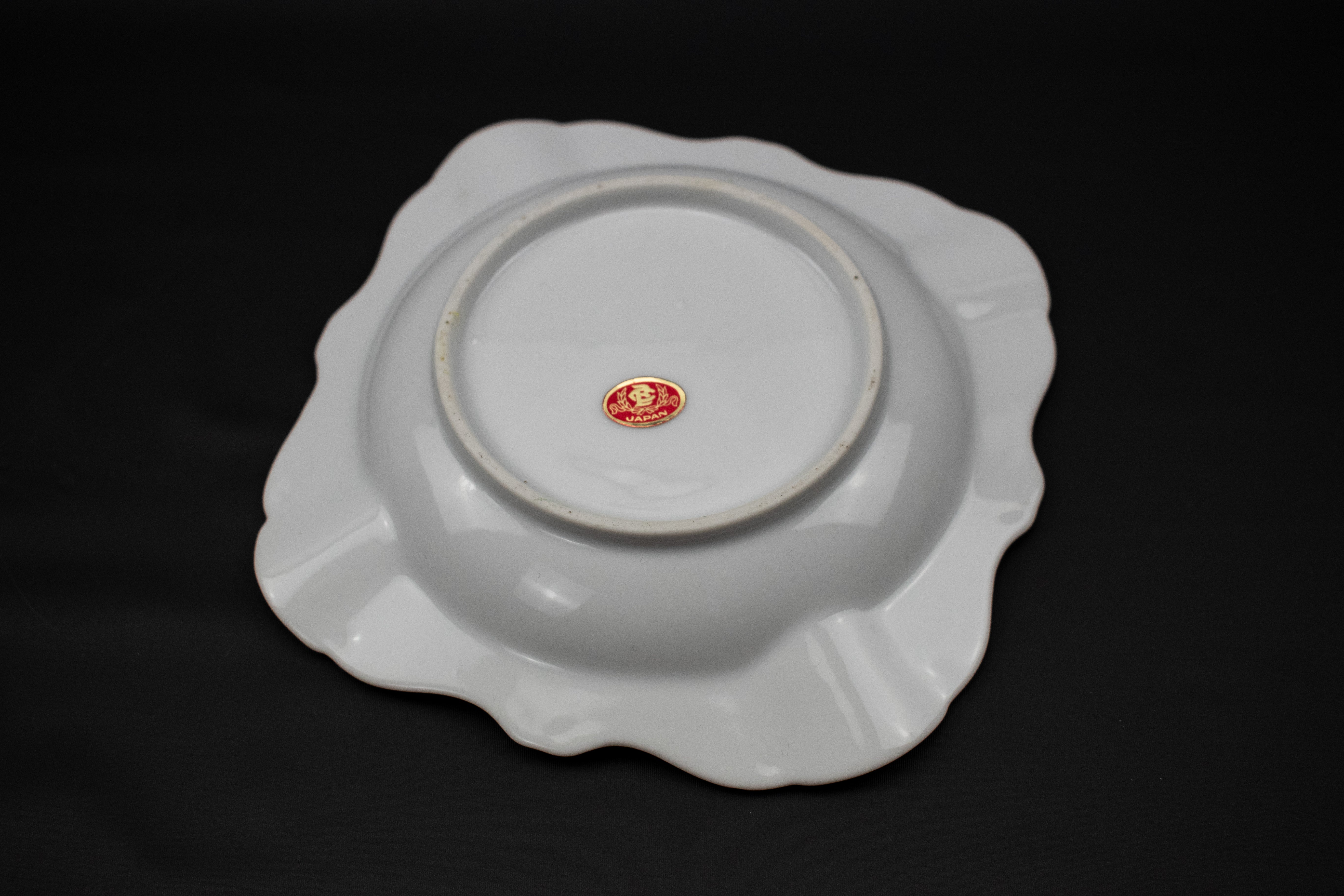 Japanese Milk Glass Ashtray Rare Plate JAPAN Used Vintage White 6inch