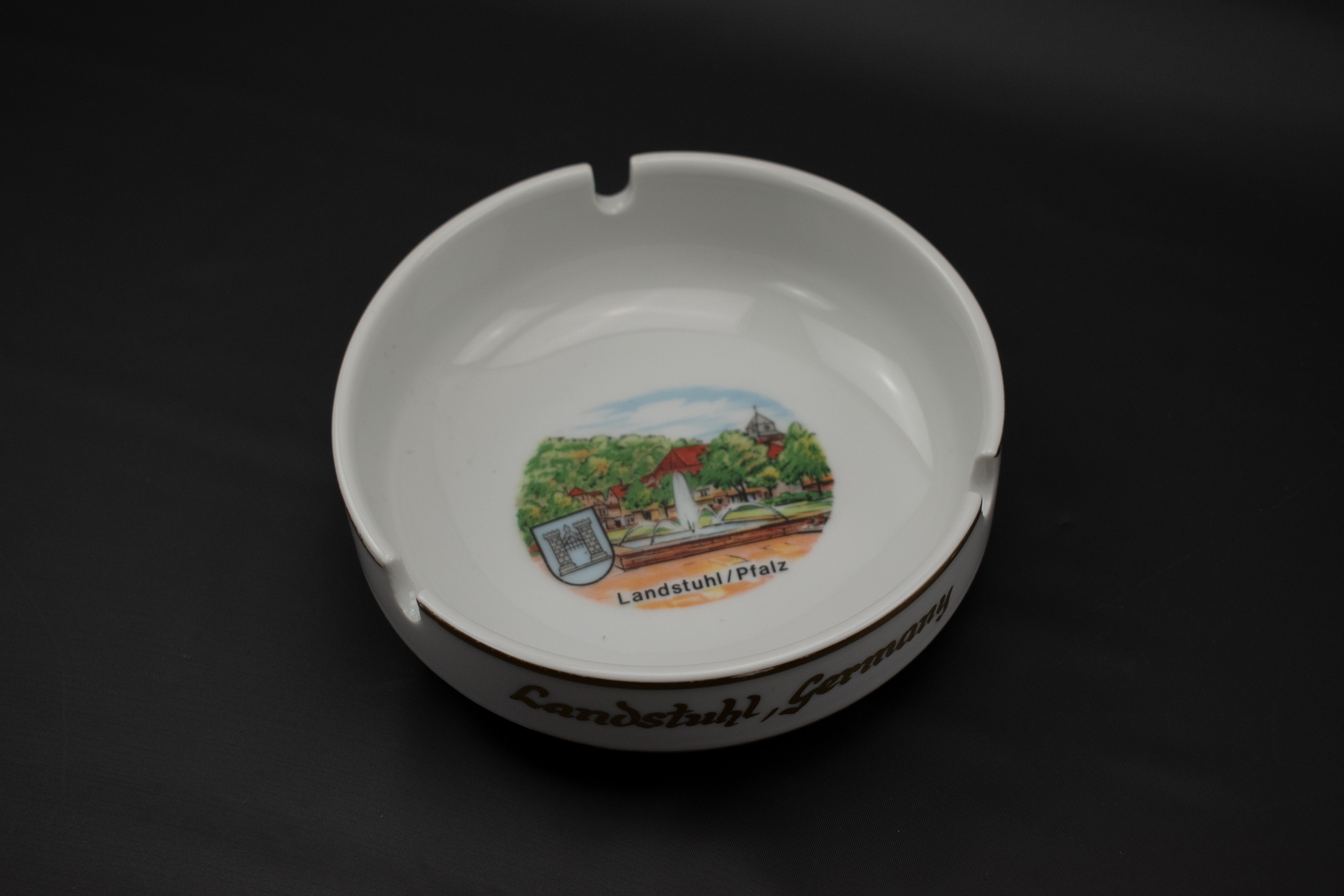 Germany Ashtray Landstuhi Pfalz White Ash Bowl 4in Landstuhi Germany Used