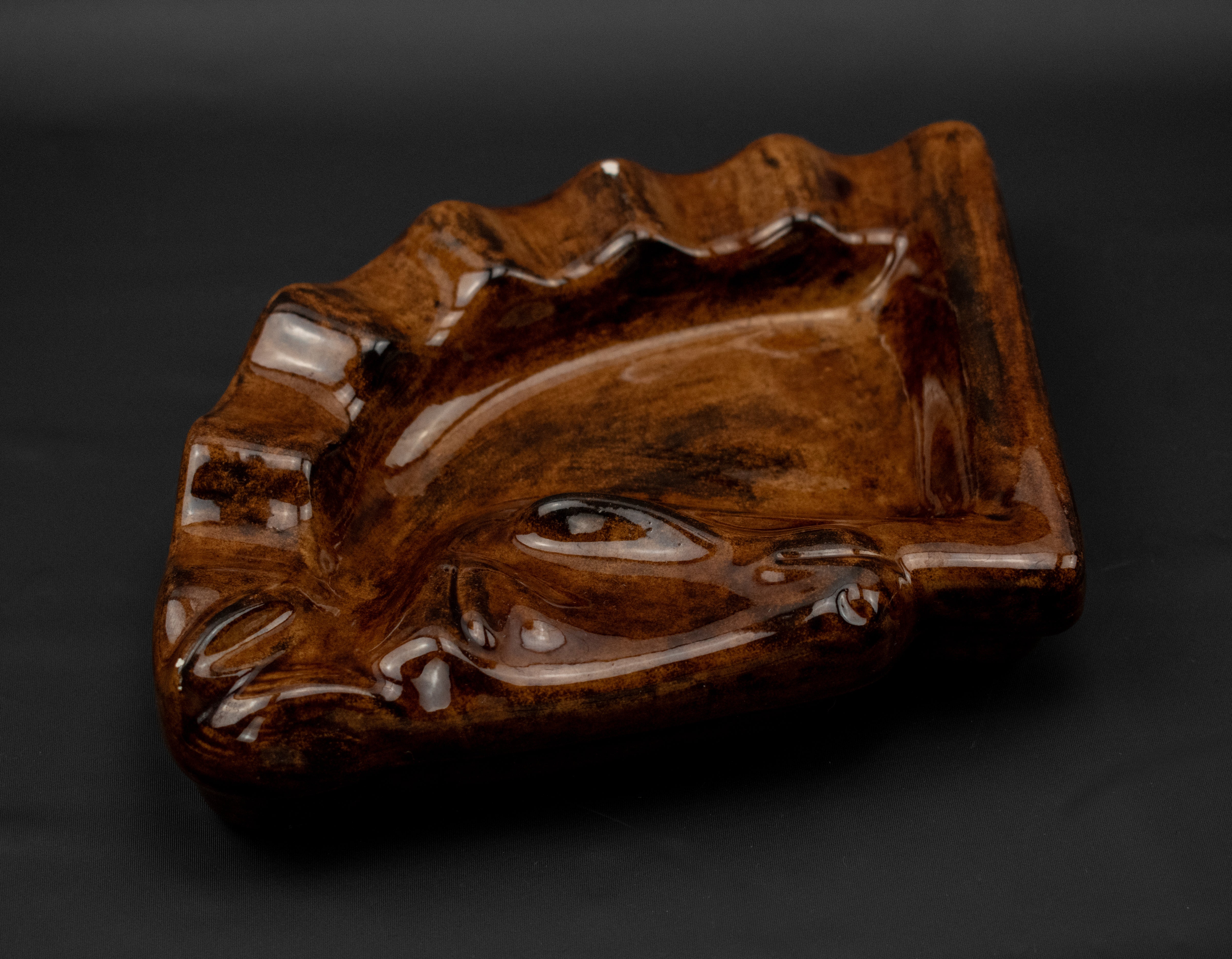 Hand made Ashtray used Brown Ash Bowl 5 x 6 Inch