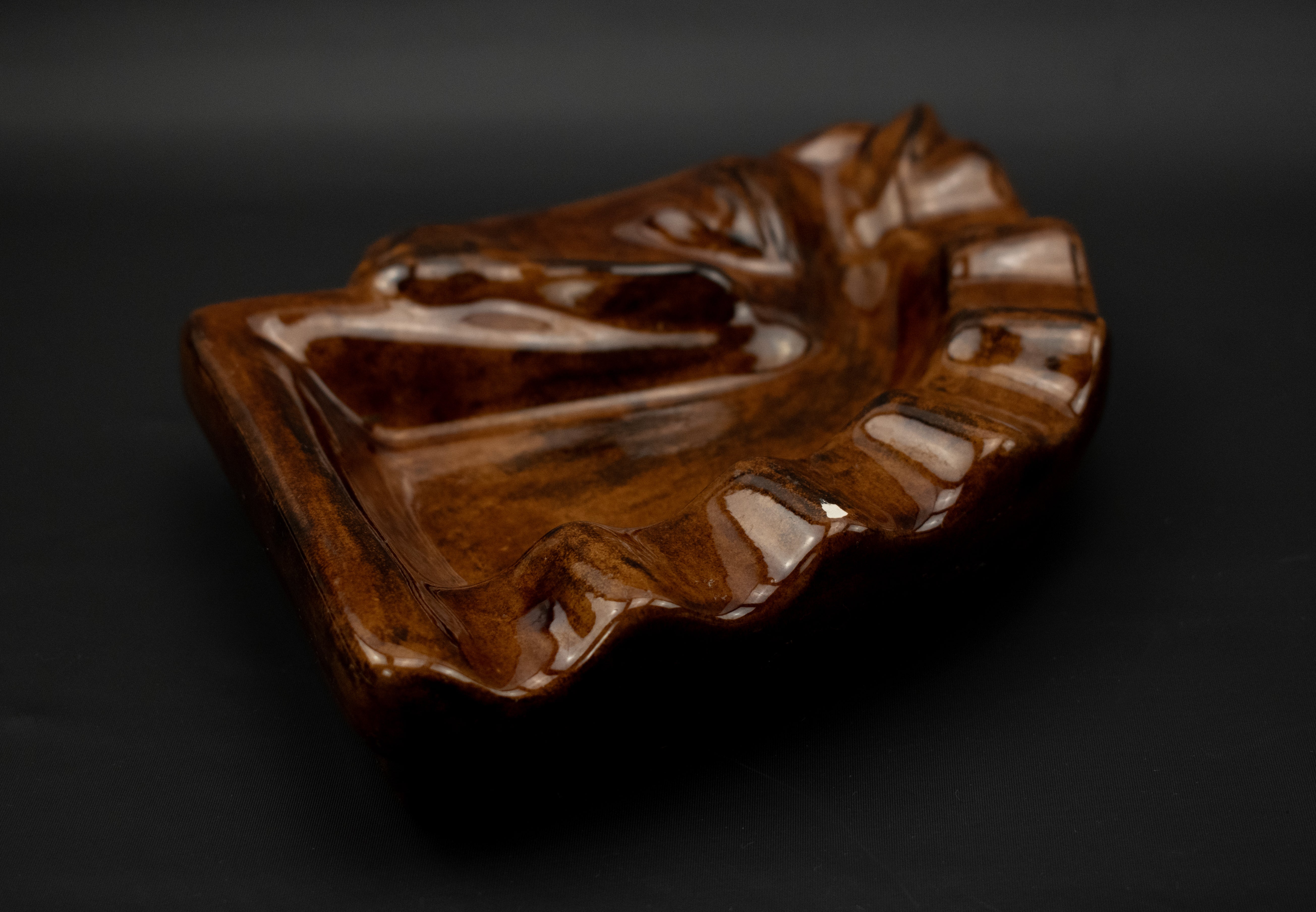 Hand made Ashtray used Brown Ash Bowl 5 x 6 Inch