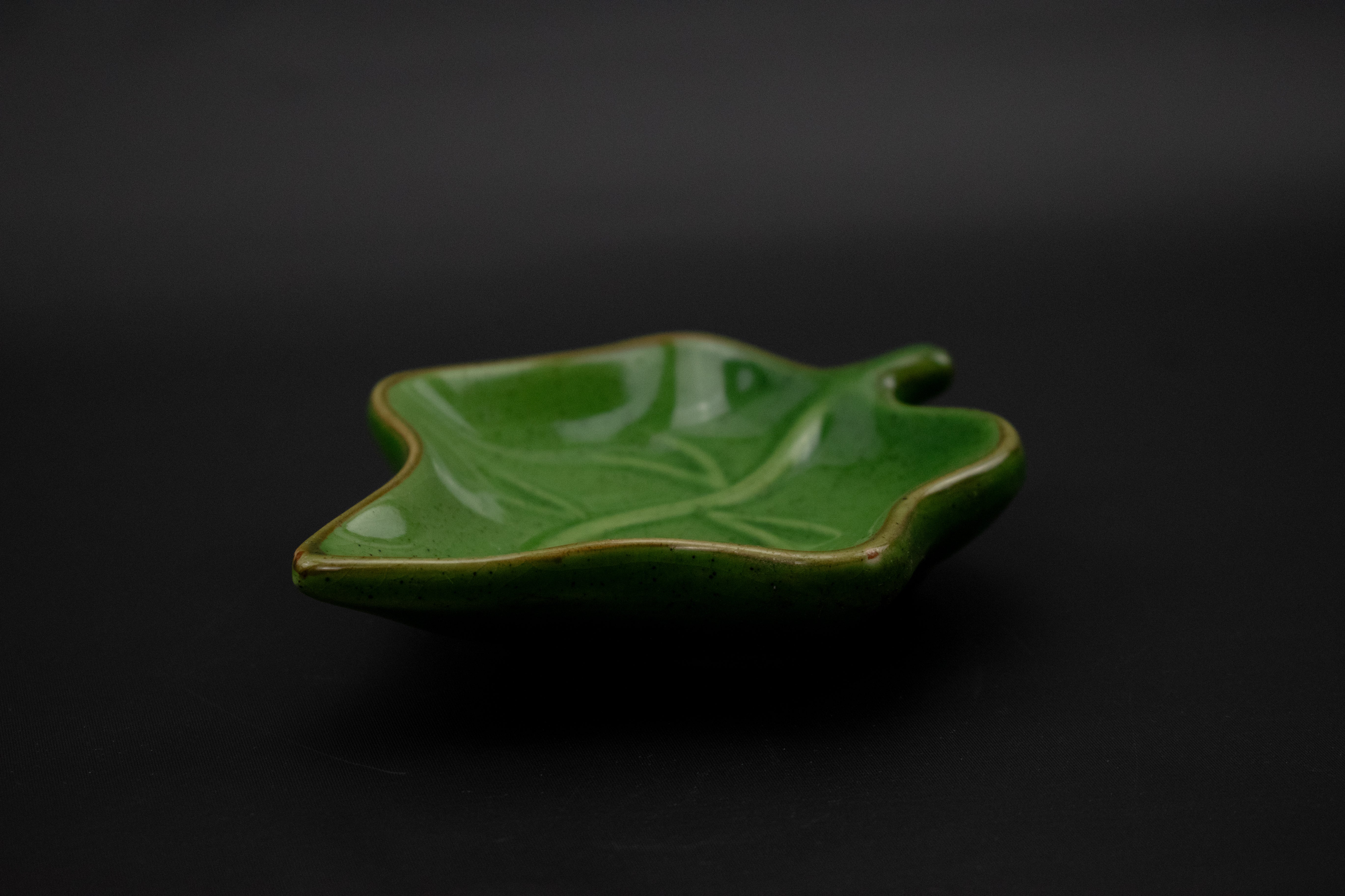 Vintage Leaf Ashtray Small 3 inch Used Green