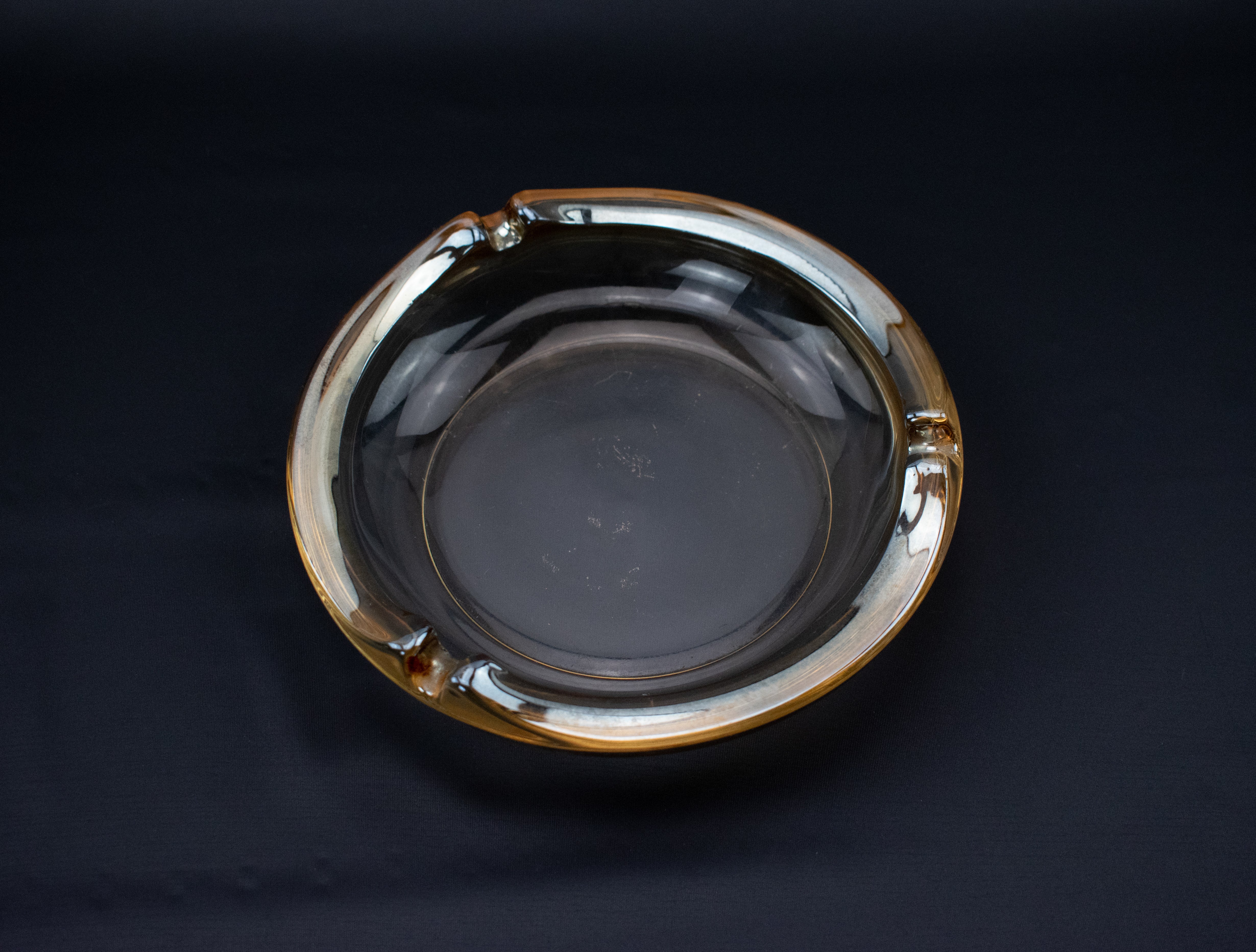 Vintage Glass Ashtray 5in Ashtray Used Glass Bowl Used Clear