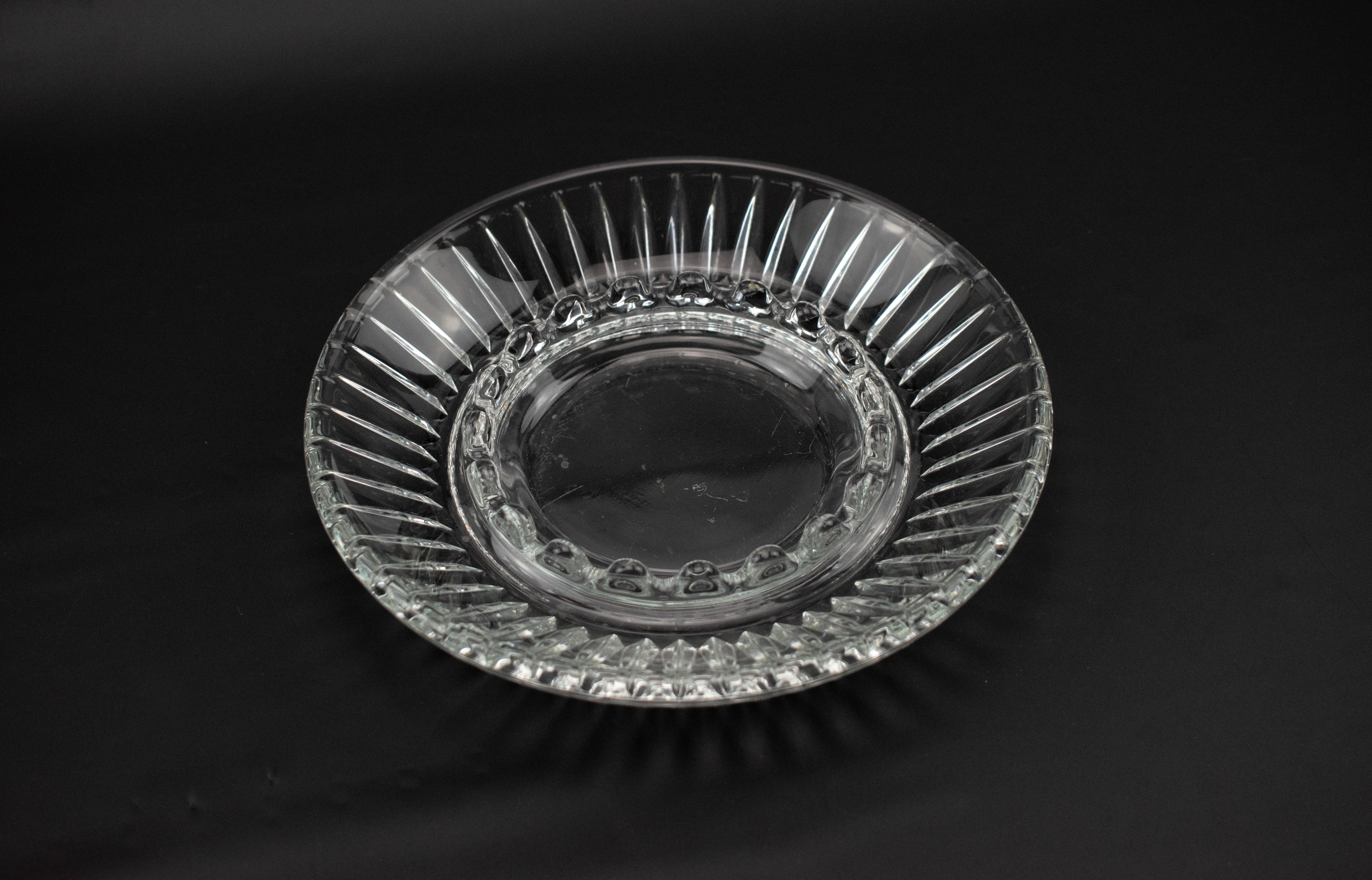 Vintage Ashtray Clear Glass Used Ashtray Basic Glass 6 inch Circle