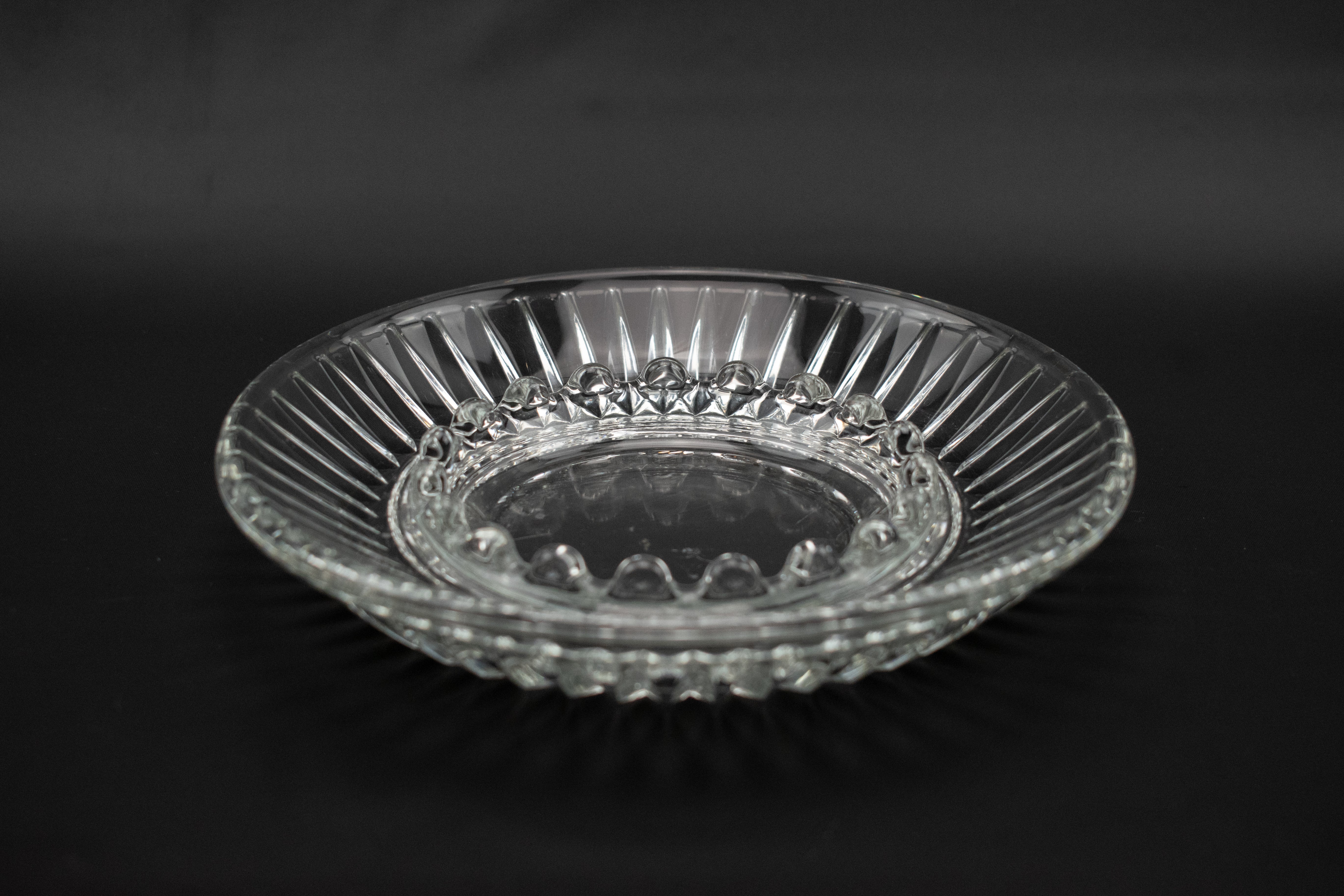 Vintage Ashtray Clear Glass Used Ashtray Basic Glass 6 inch Circle