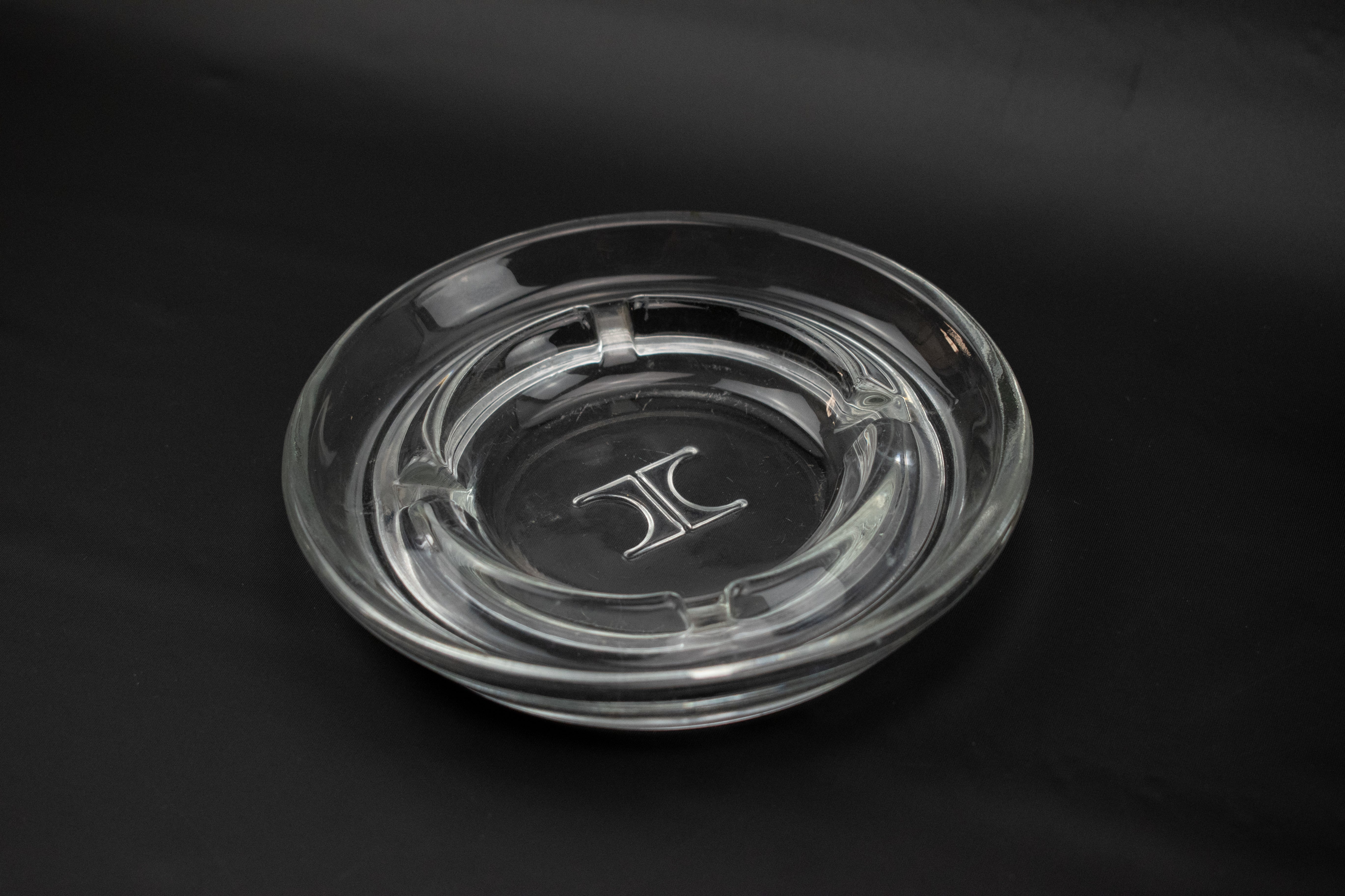 Vintage Ashtray Clear Glass Used Ashtray 5 Inches