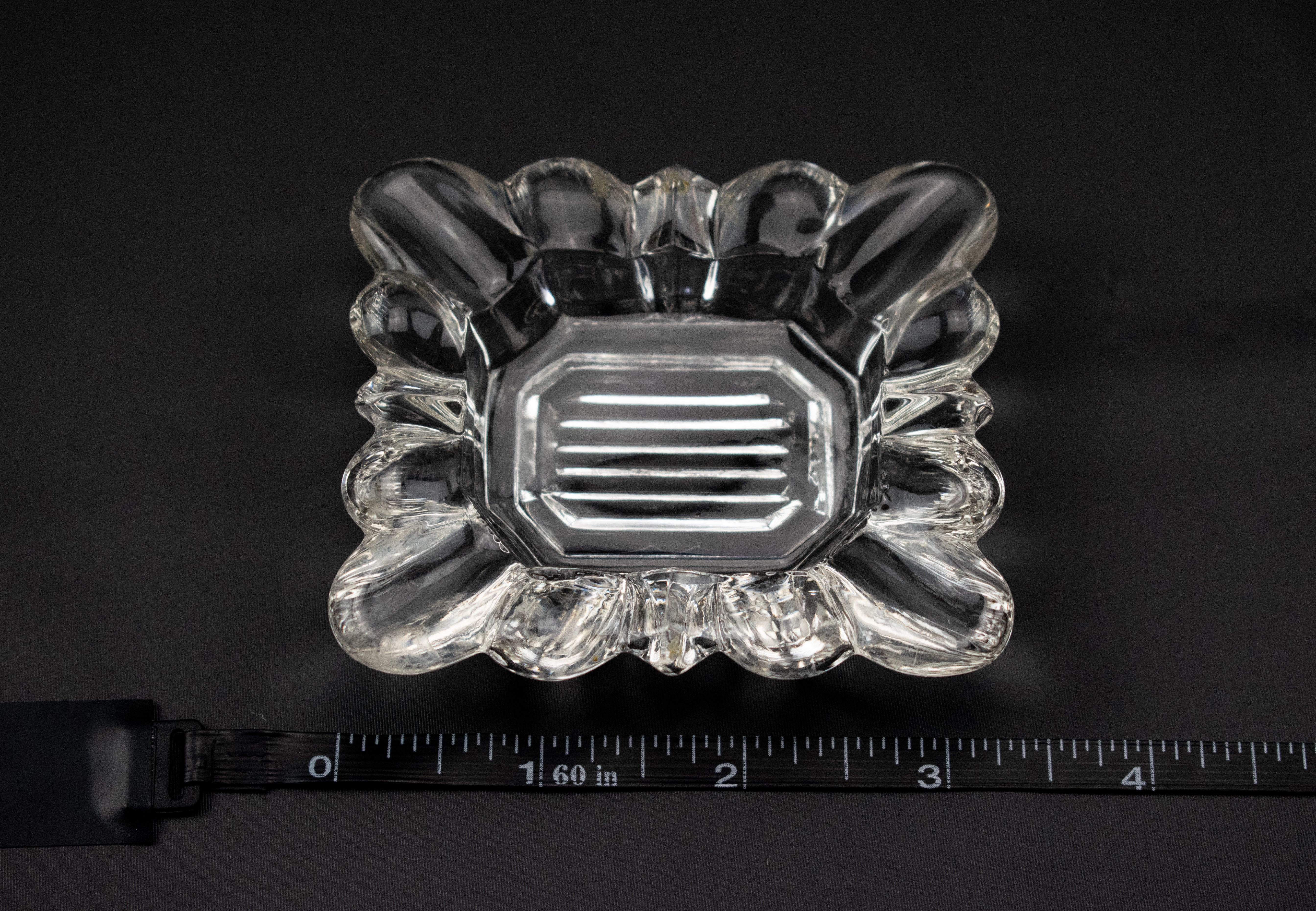 Small Crystal Clear Mini Ashtray Used Glass Vintage Ashtray