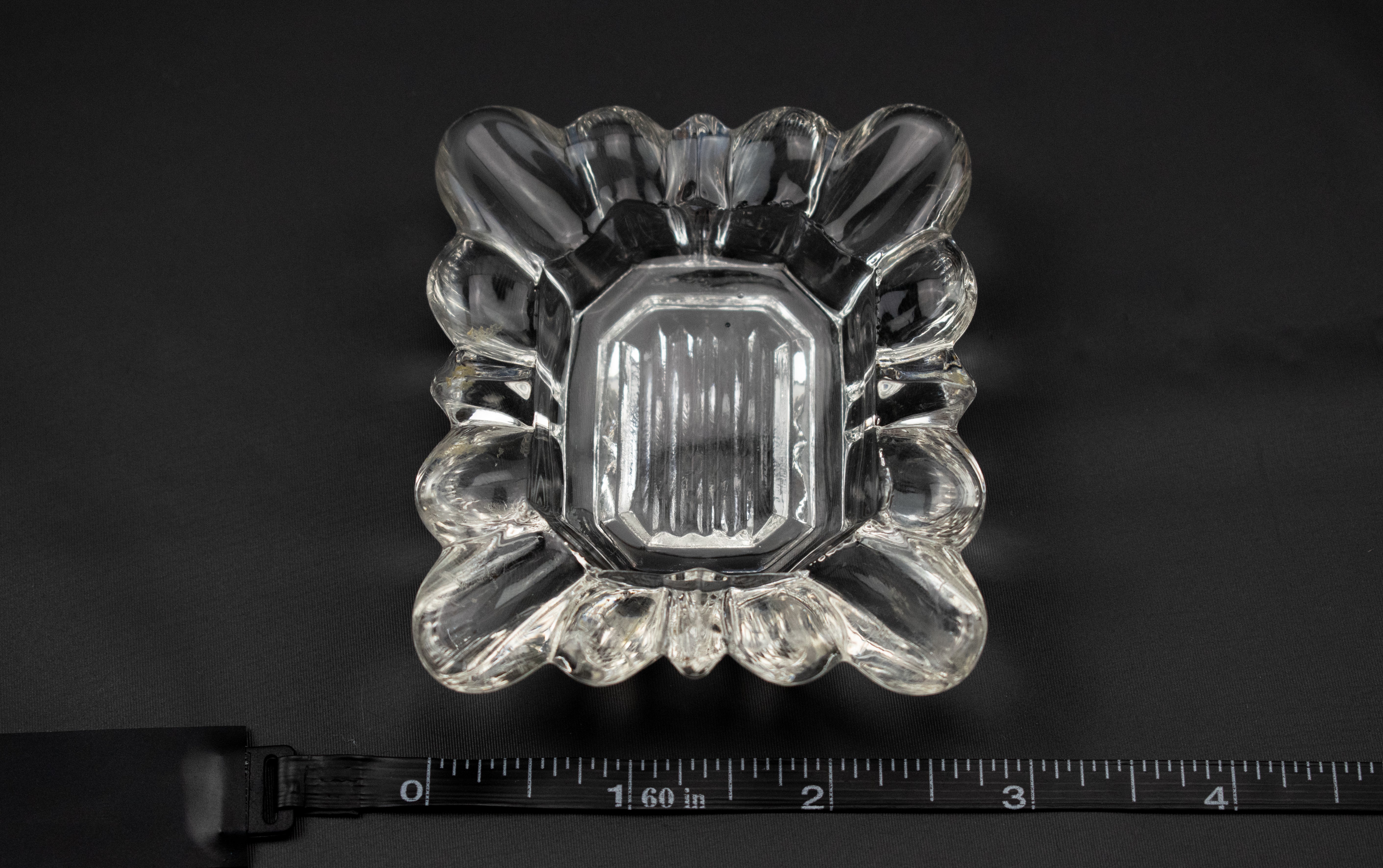 Small Crystal Clear Mini Ashtray Used Glass Vintage Ashtray