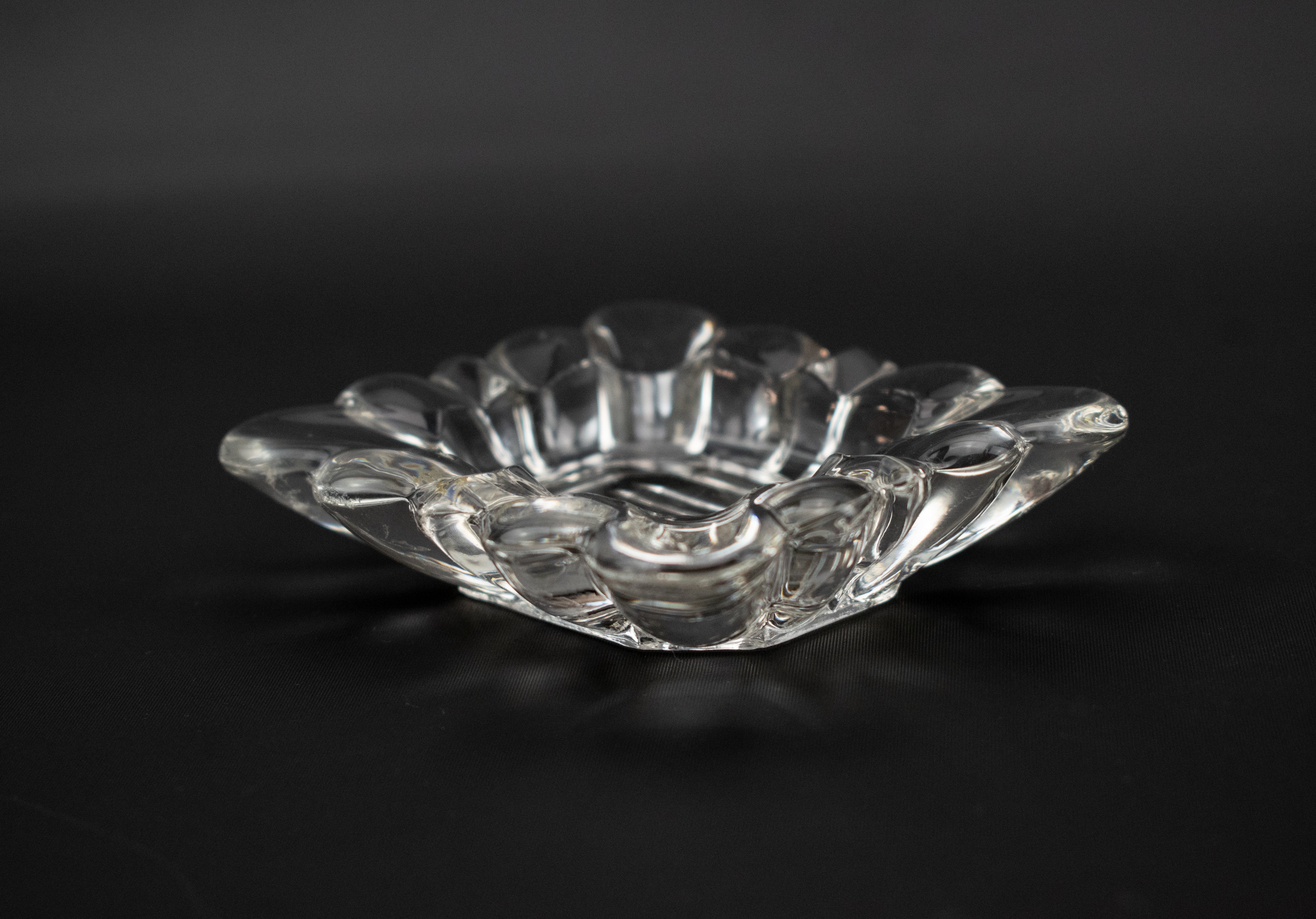 Small Crystal Clear Mini Ashtray Used Glass Vintage Ashtray