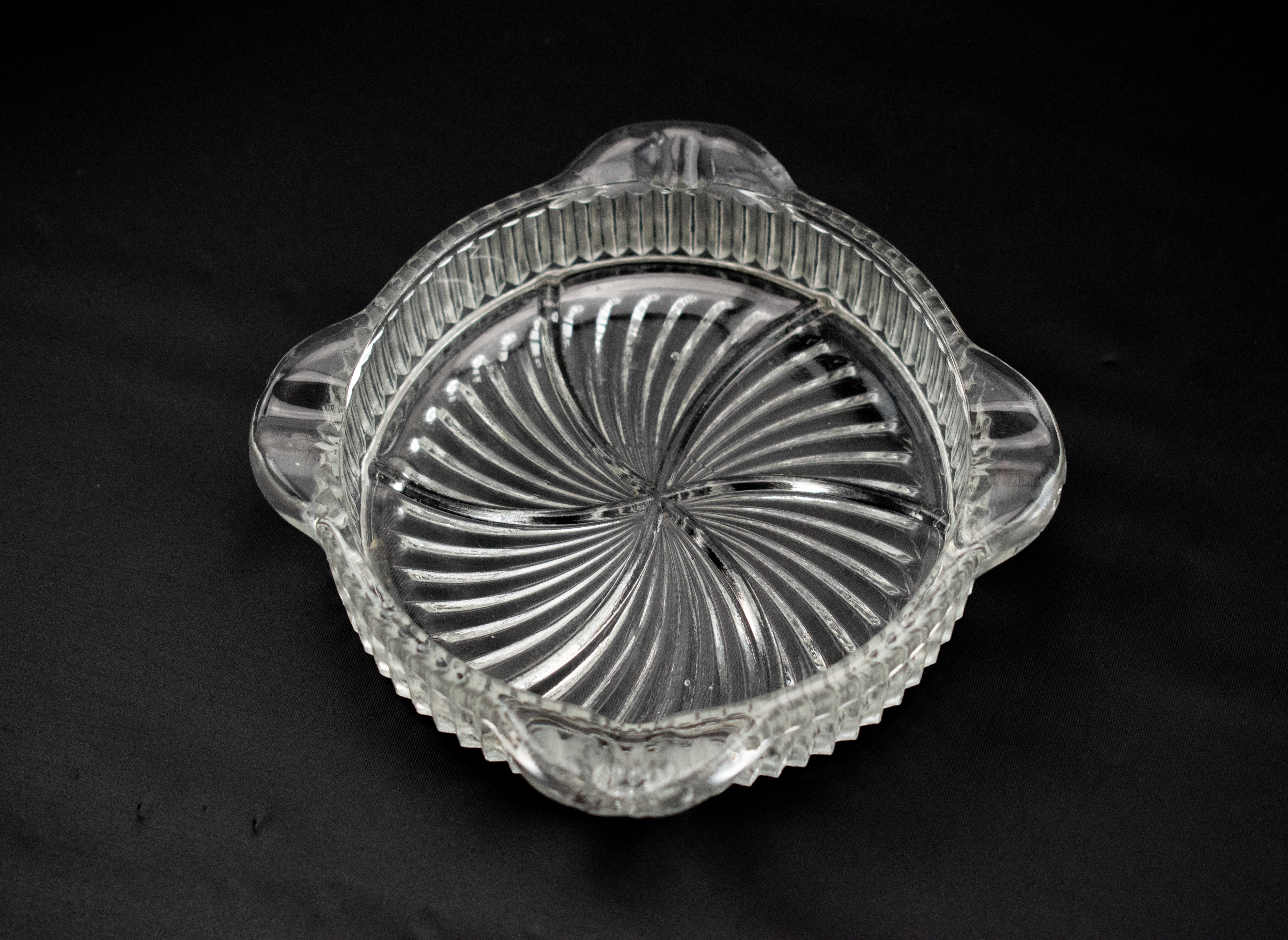 Ashtray Clear Glass Vintage Used 4 inch Clear Glass