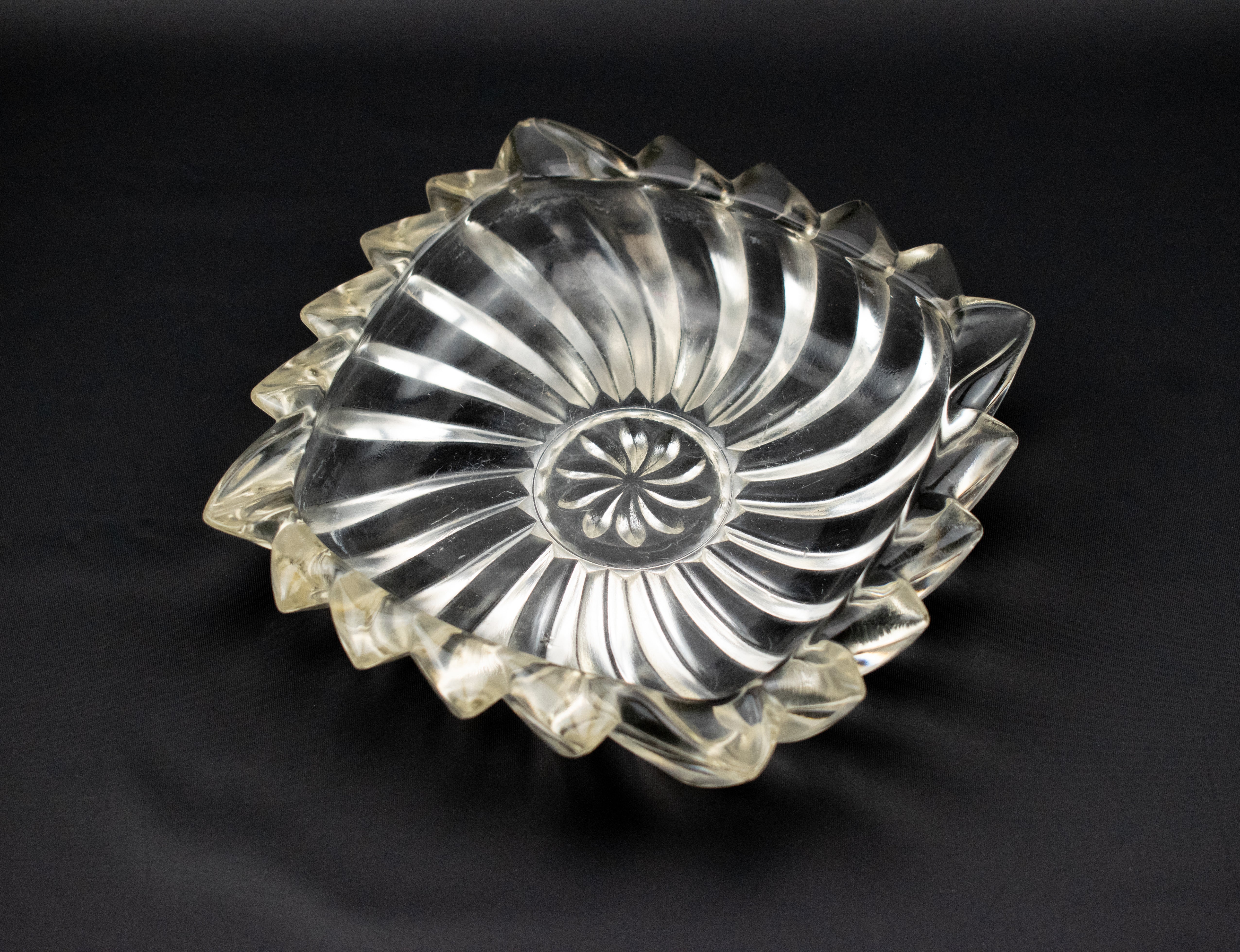 Ashtray Glass Clear Ash Bowl Smoking Used 5 Inch