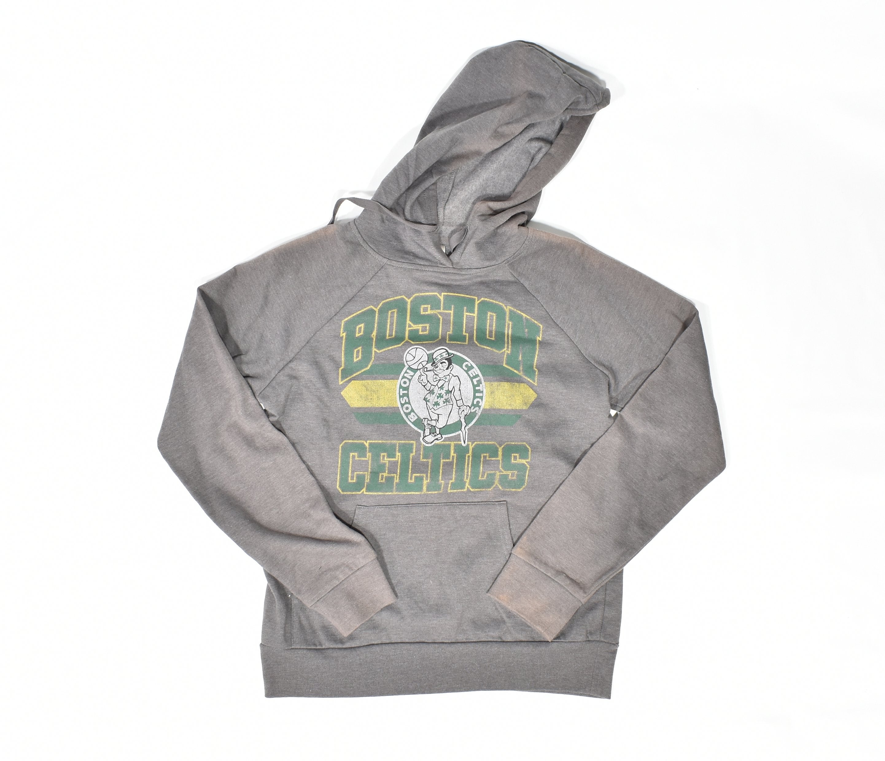 Boston Celtics Large Sweatshirt NBA Basketball Hoodie Gray Lightweight Hardwood Classics