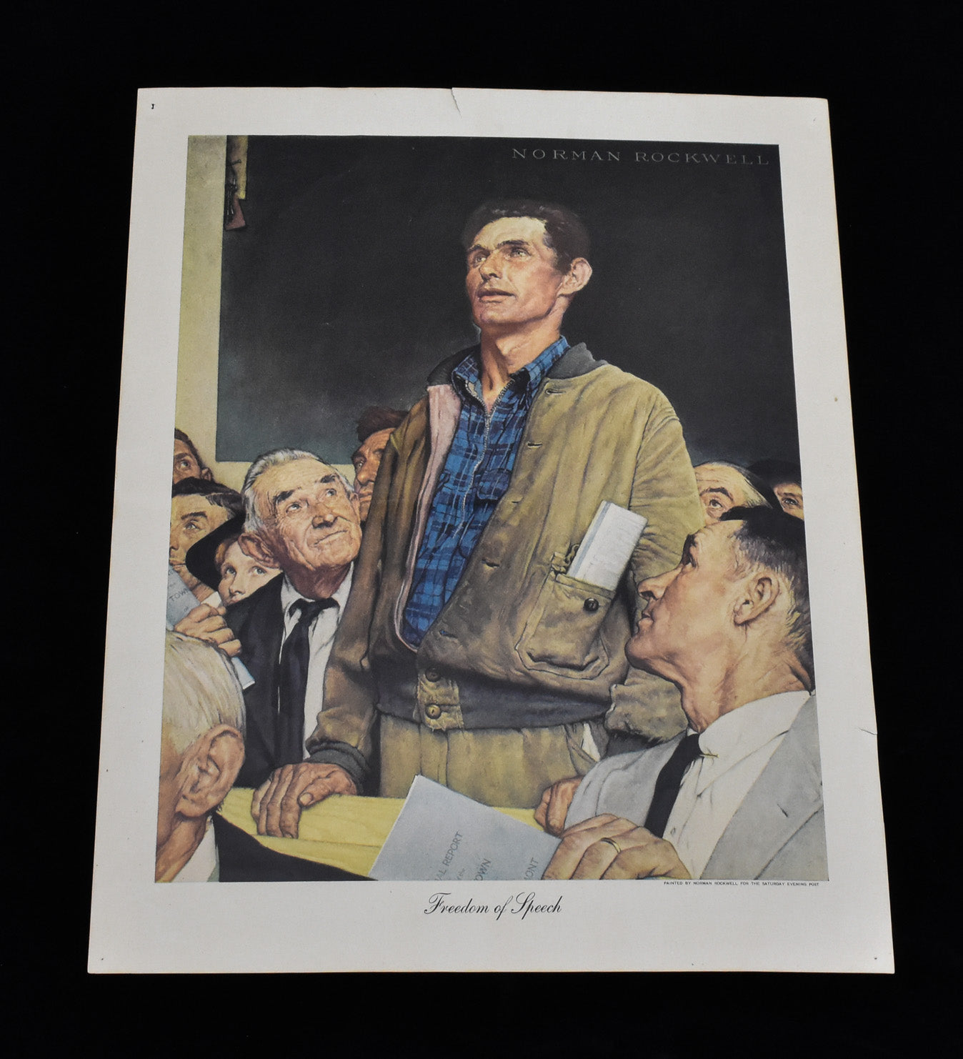 Norman Rockwell 13x16.5 Reprint Freedom of Speech Used