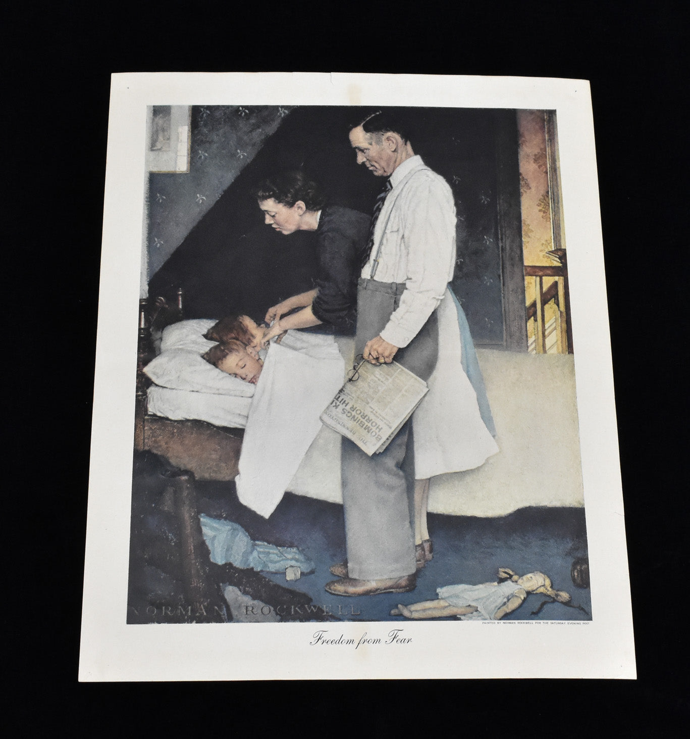 Norman Rockwell 13x16.5 Reprint Freedom From Fear