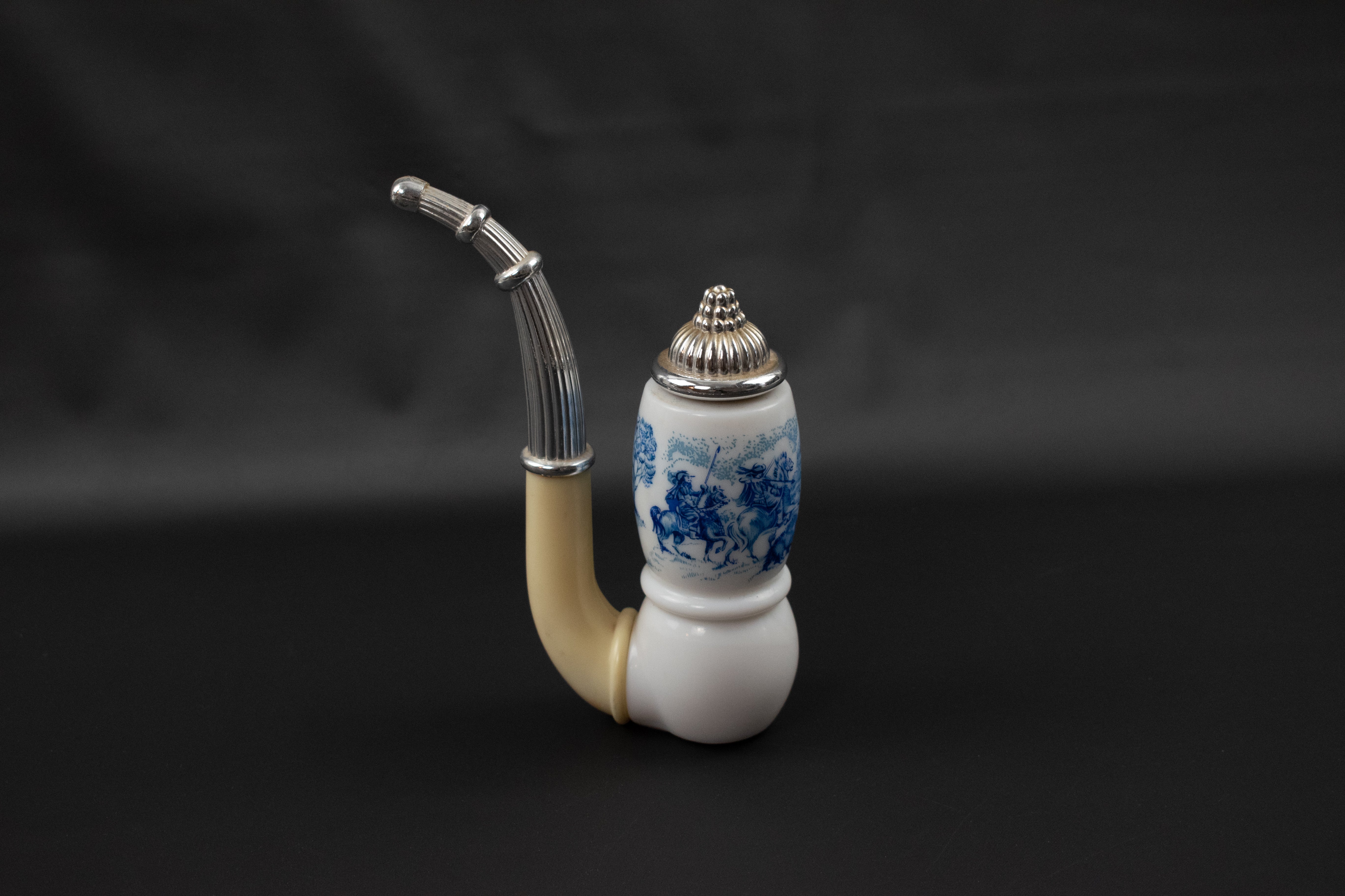 Avon Bottle Used White Blue Pipe Decanter