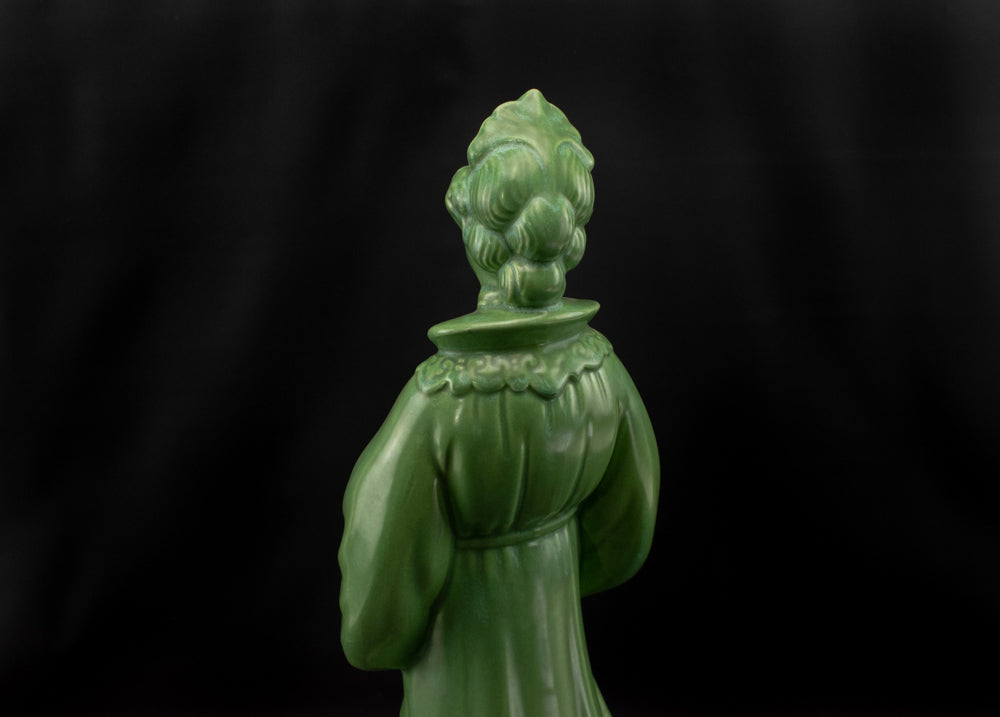 Asian Empress Kuan Yin Statue STUNNING Jade Silk Green Porcelain Statue 18in