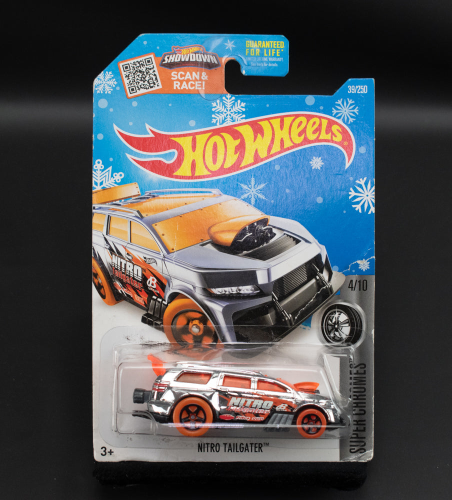 Hot Wheels Car Nitro Tailgater Silver Orange Mattel 2015 Super Chromes 4/10