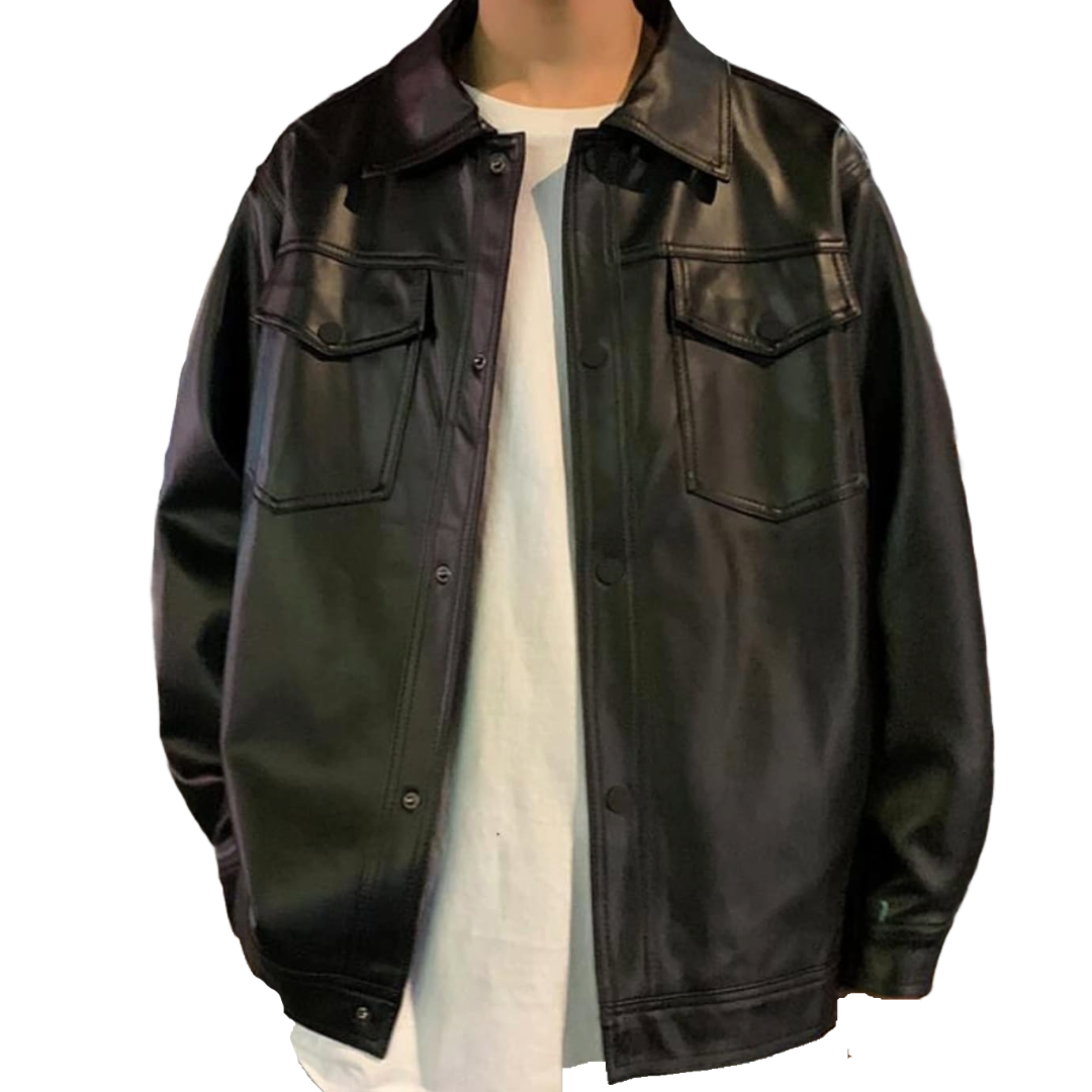 Vintage Leather Men Spring Black Soft Faux Leather Jacket 2024 Mens Hip Hop Jacket