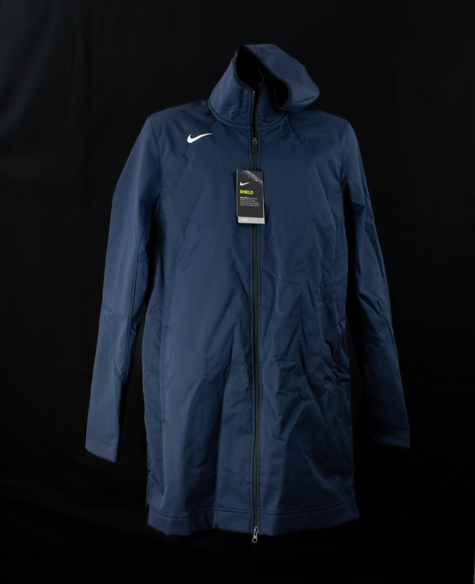 Nike Outdoor Sports Navy Blue Shield Repel Jacket Soft Shell Parka Medium Long