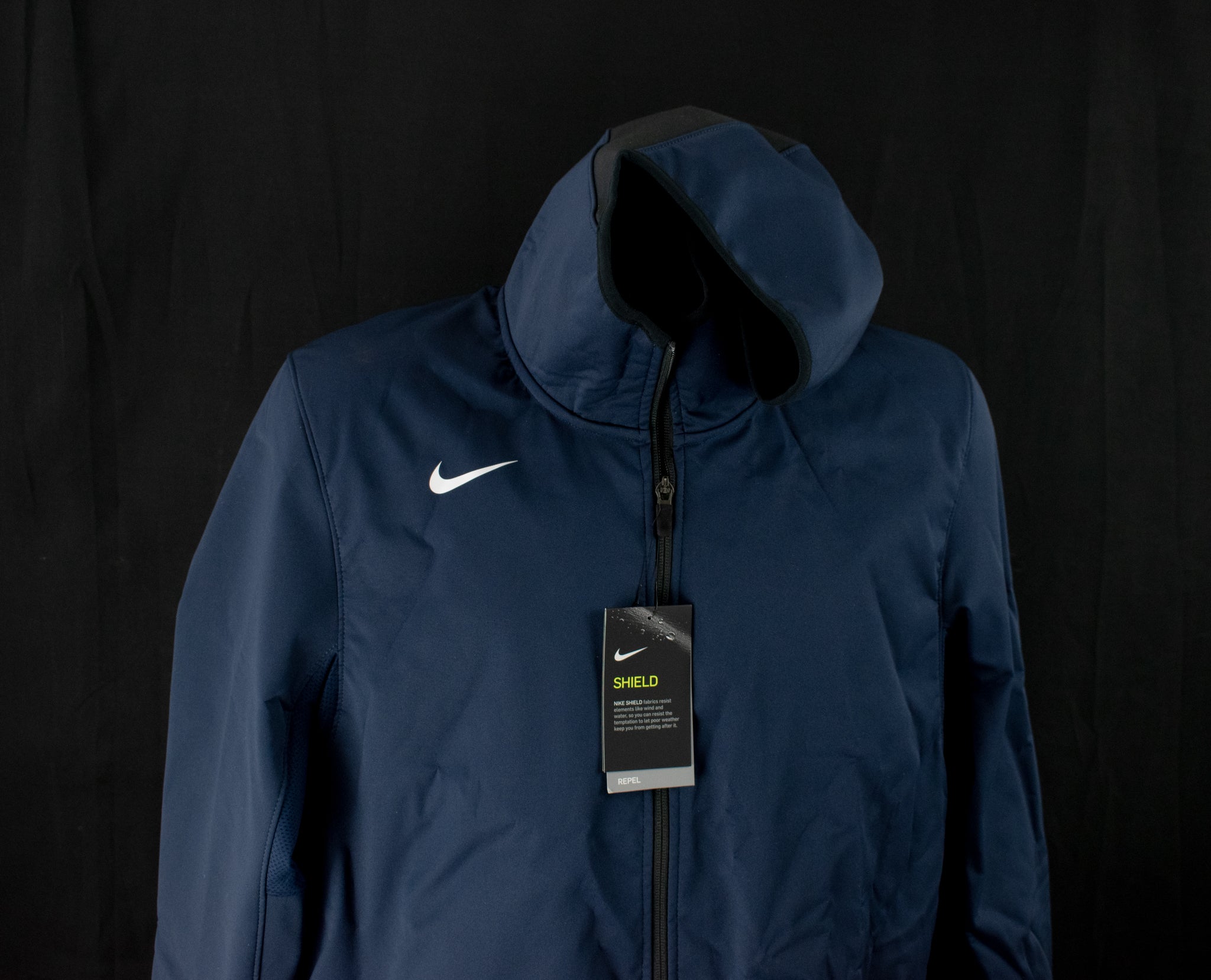 Nike Outdoor Sports Navy Blue Shield Repel Jacket Soft Shell Parka Medium Long