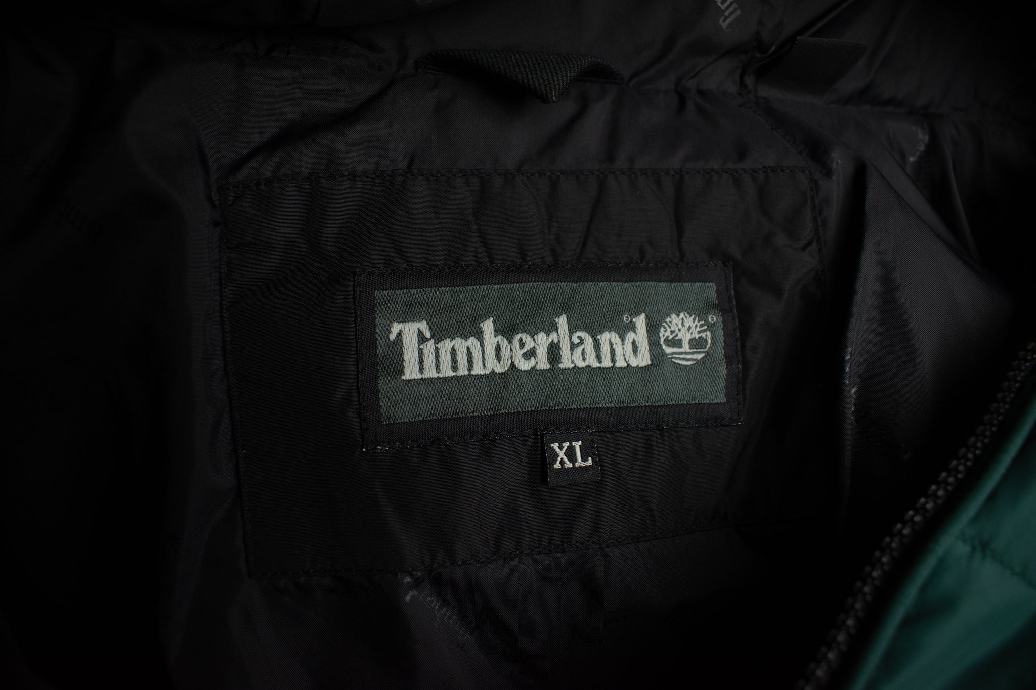 Timberland X-Large Adult Winter Jacket Green Black Hooded Winter Pullover Coat Mens