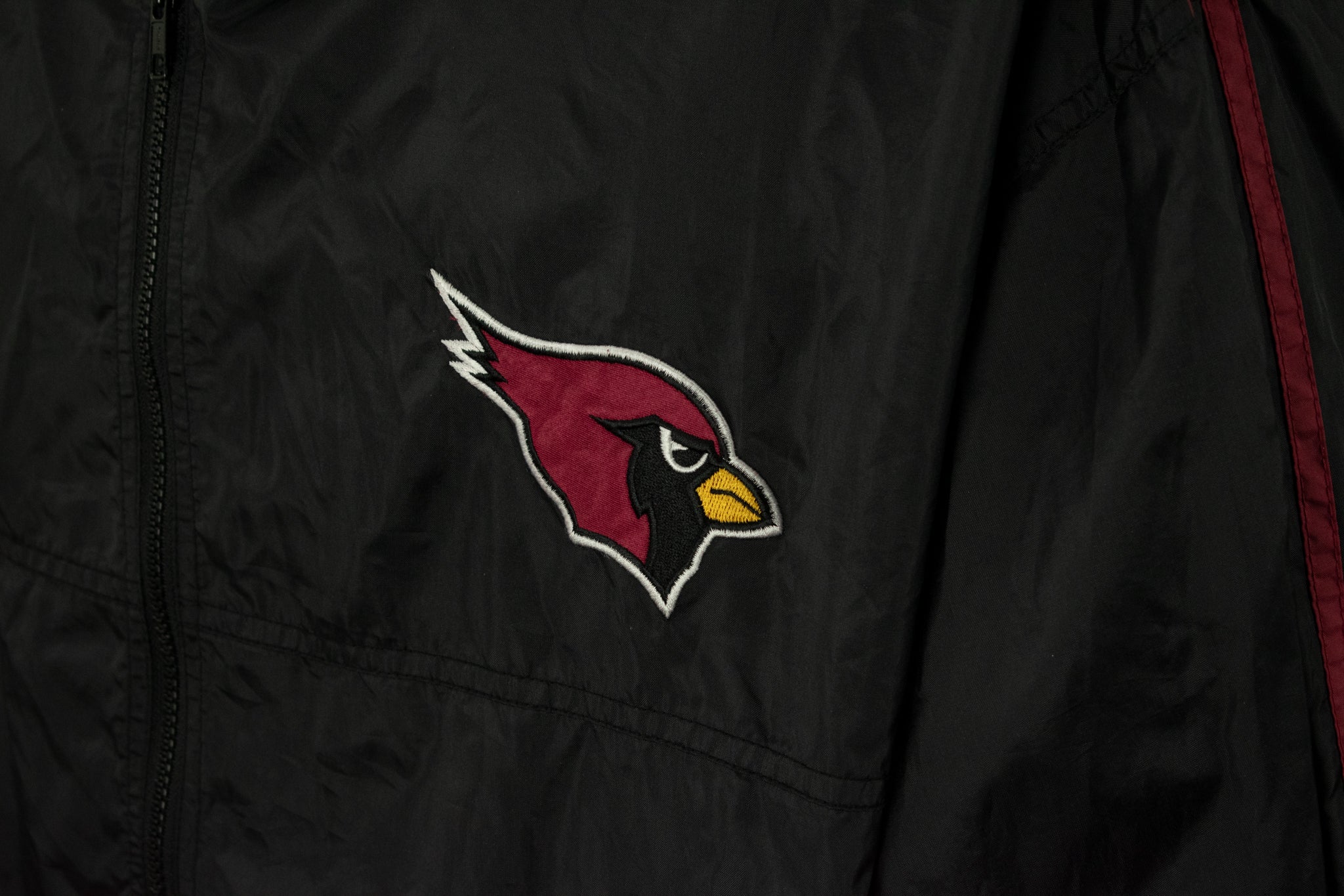 Arizona Cardinals Jacket Mens XXL Black Windbreaker Zipup Jacket NFL Football Adult