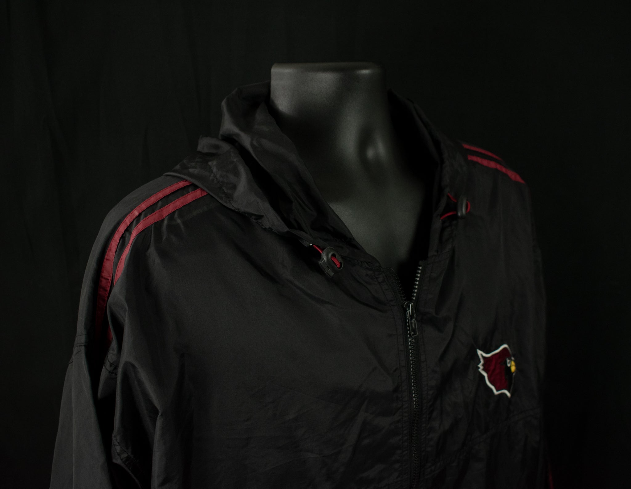 Arizona Cardinals Jacket Mens XXL Black Windbreaker Zipup Jacket NFL Football Adult