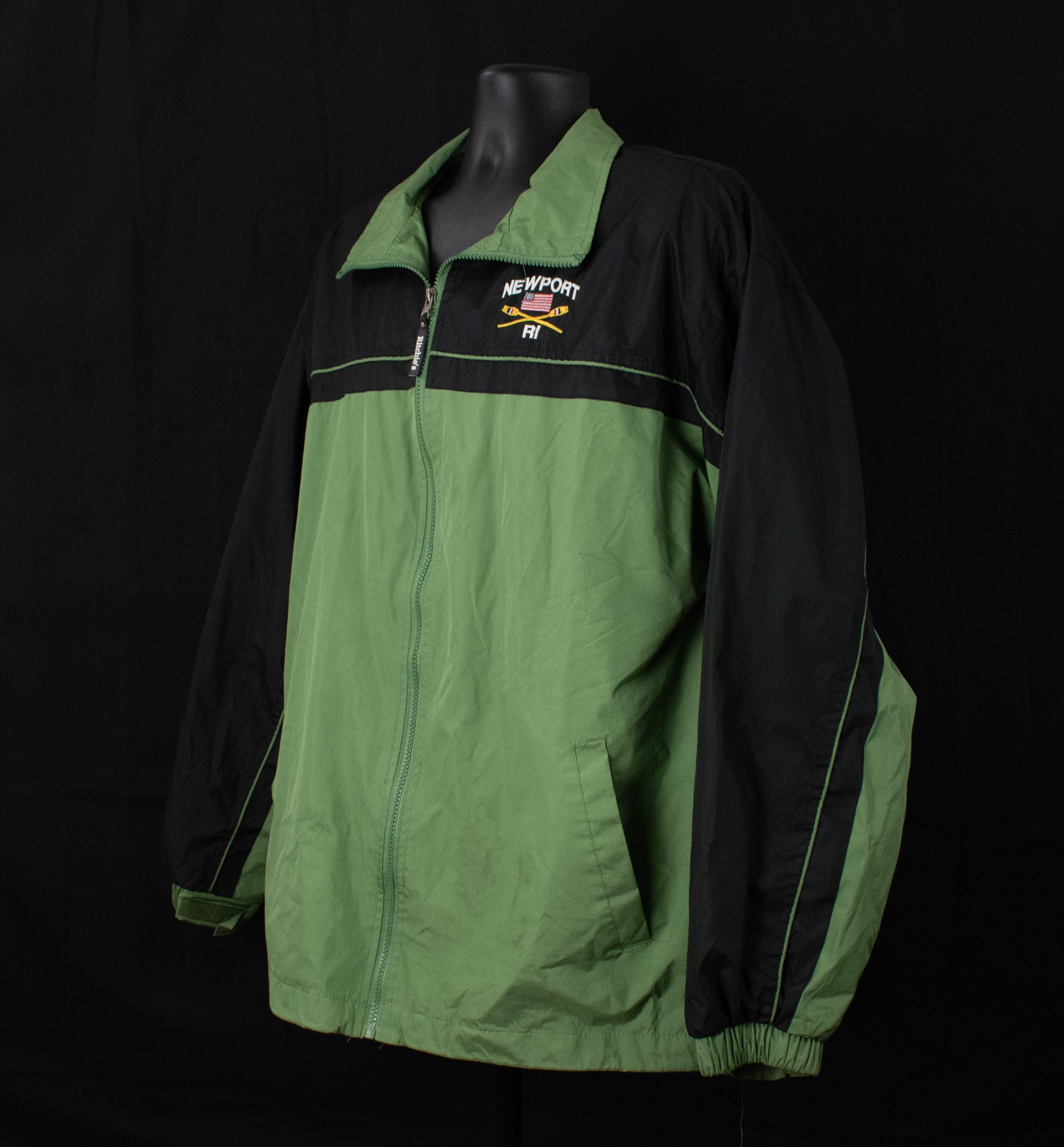 Ritchies Sports Wear XL Green Black Rain Coat Jacket Adult Mens Newport RI