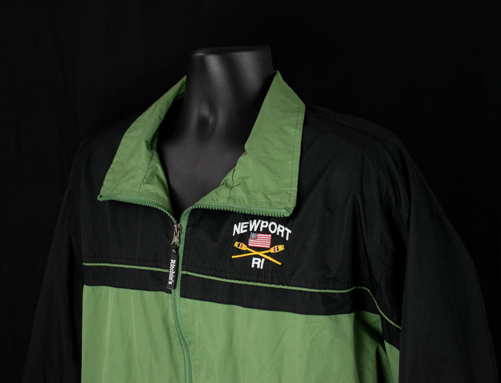 Ritchies Sports Wear XL Green Black Rain Coat Jacket Adult Mens Newport RI