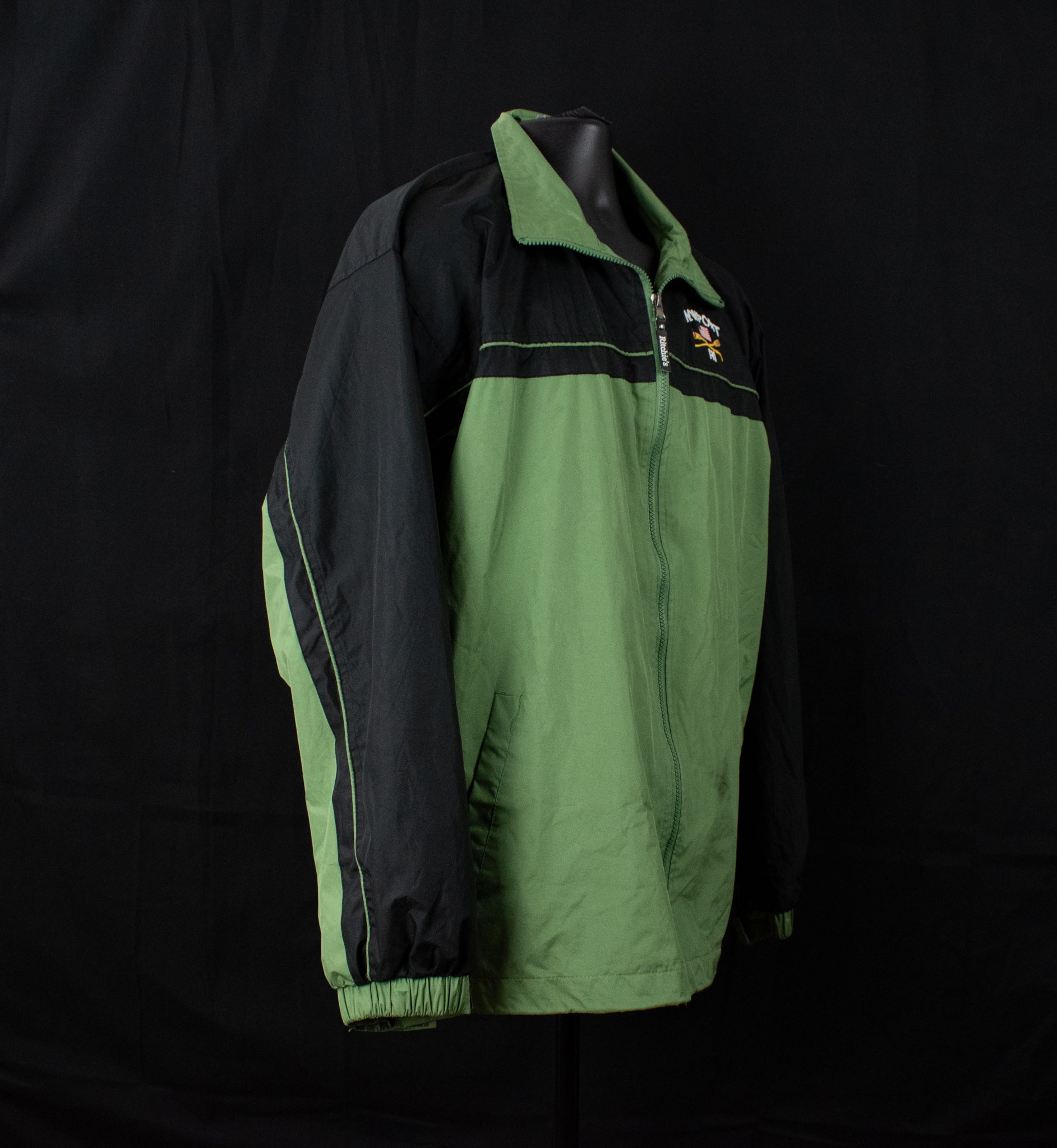 Ritchies Sports Wear XL Green Black Rain Coat Jacket Adult Mens Newport RI