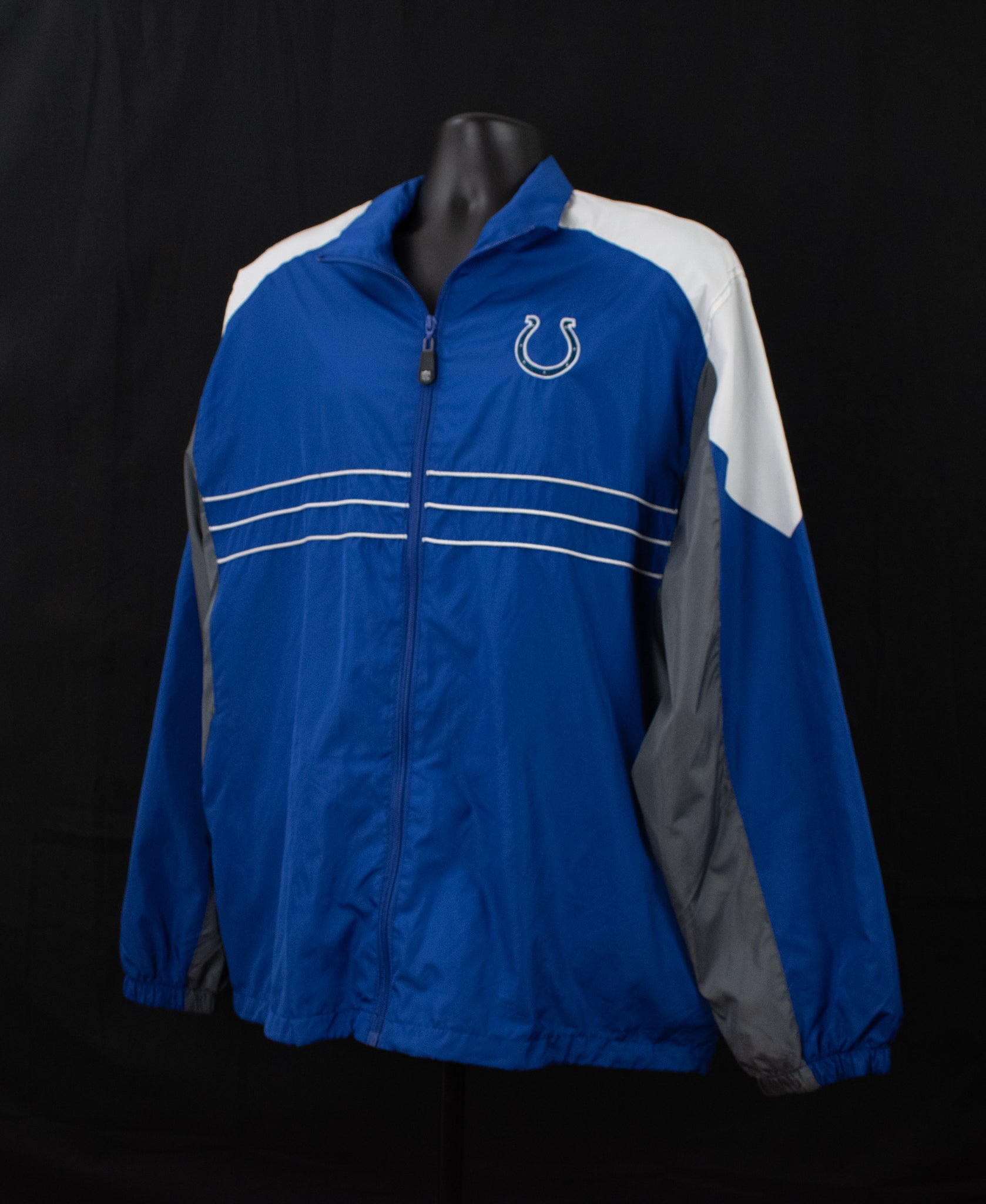 Colts Adult Mens NFL Apparel Lightweight Zip Up Jacket Blue White Vintage Reebok