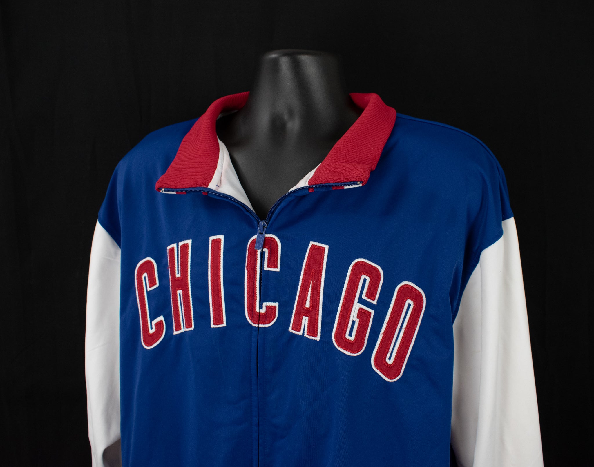 Chicago Cubs MLB Baseball Jacket Zip Up X-Large Used Mens Top Stitches Authentic