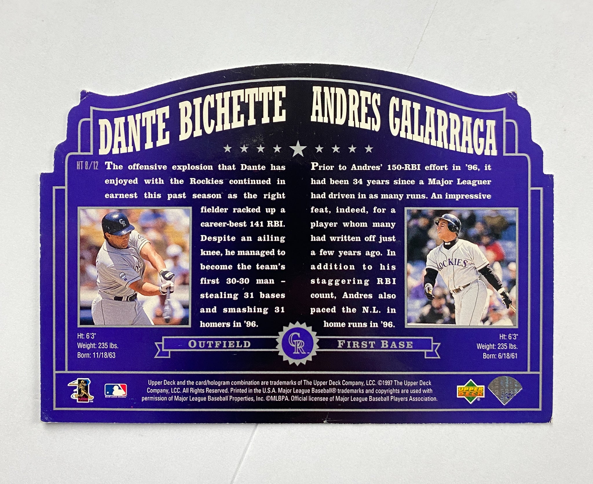 Upper Deck Home Team Heroes #HT8 Andres Galarraga/Dante Bichette 1997