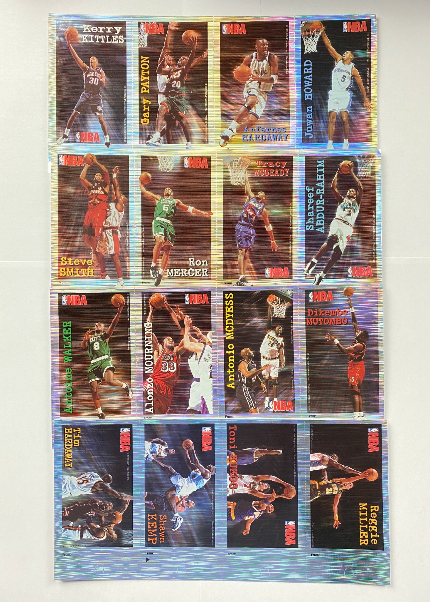 Vintage Chrome 1999 NBA Valentine Day Cards Basketball Vintage UNCUT Card Sheet of 16