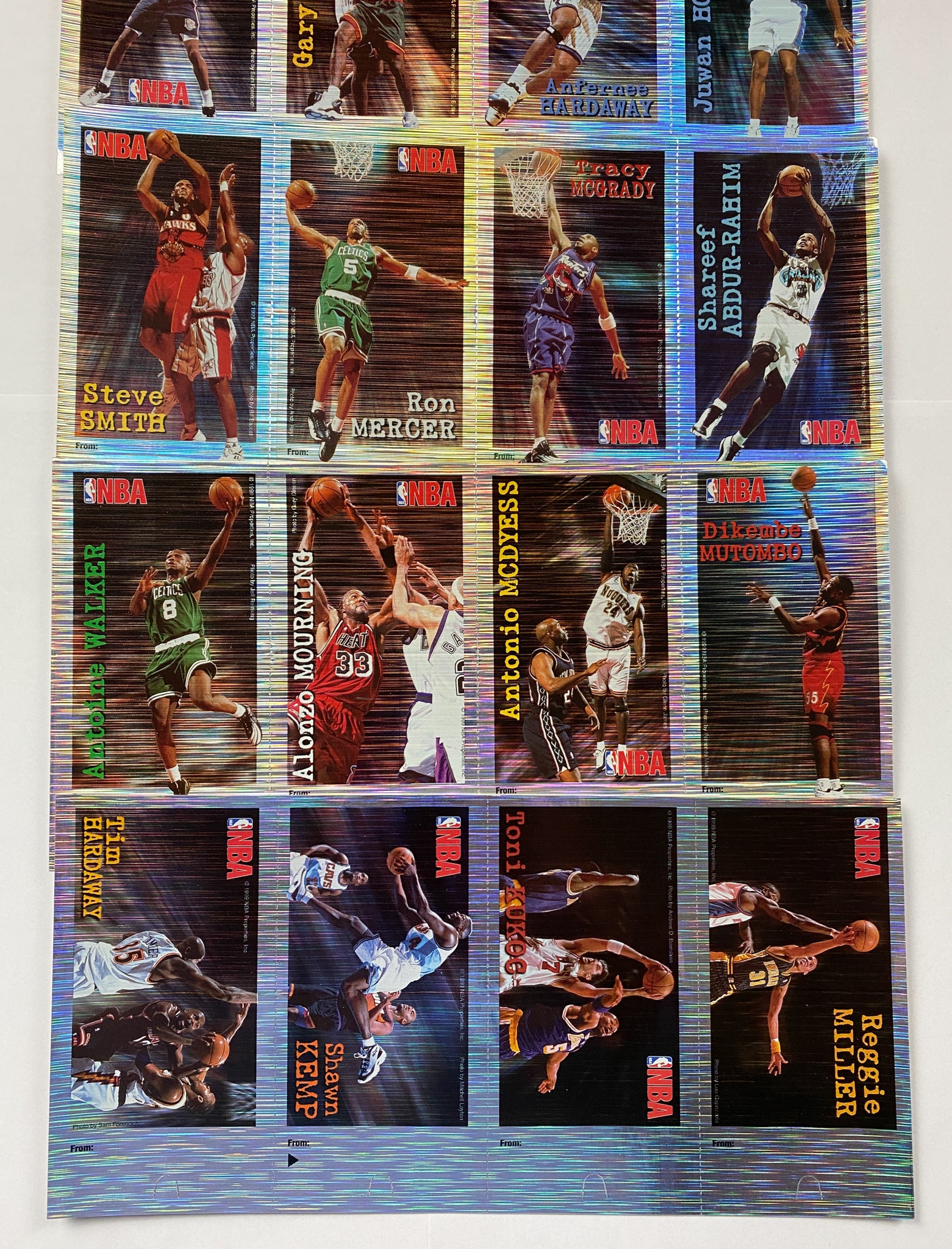 Vintage Chrome 1999 NBA Valentine Day Cards Basketball Vintage UNCUT Card Sheet of 16