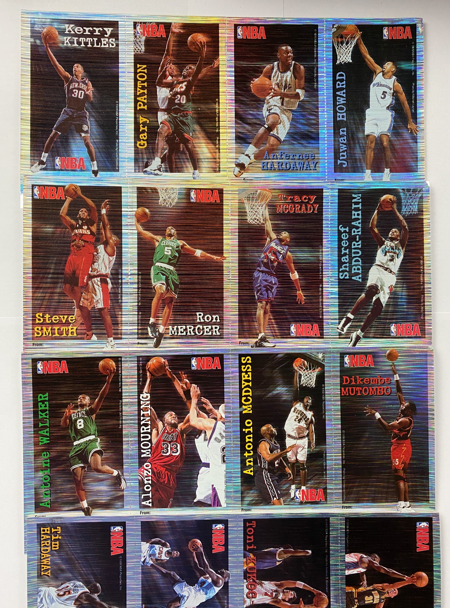 Vintage Chrome 1999 NBA Valentine Day Cards Basketball Vintage UNCUT Card Sheet of 16