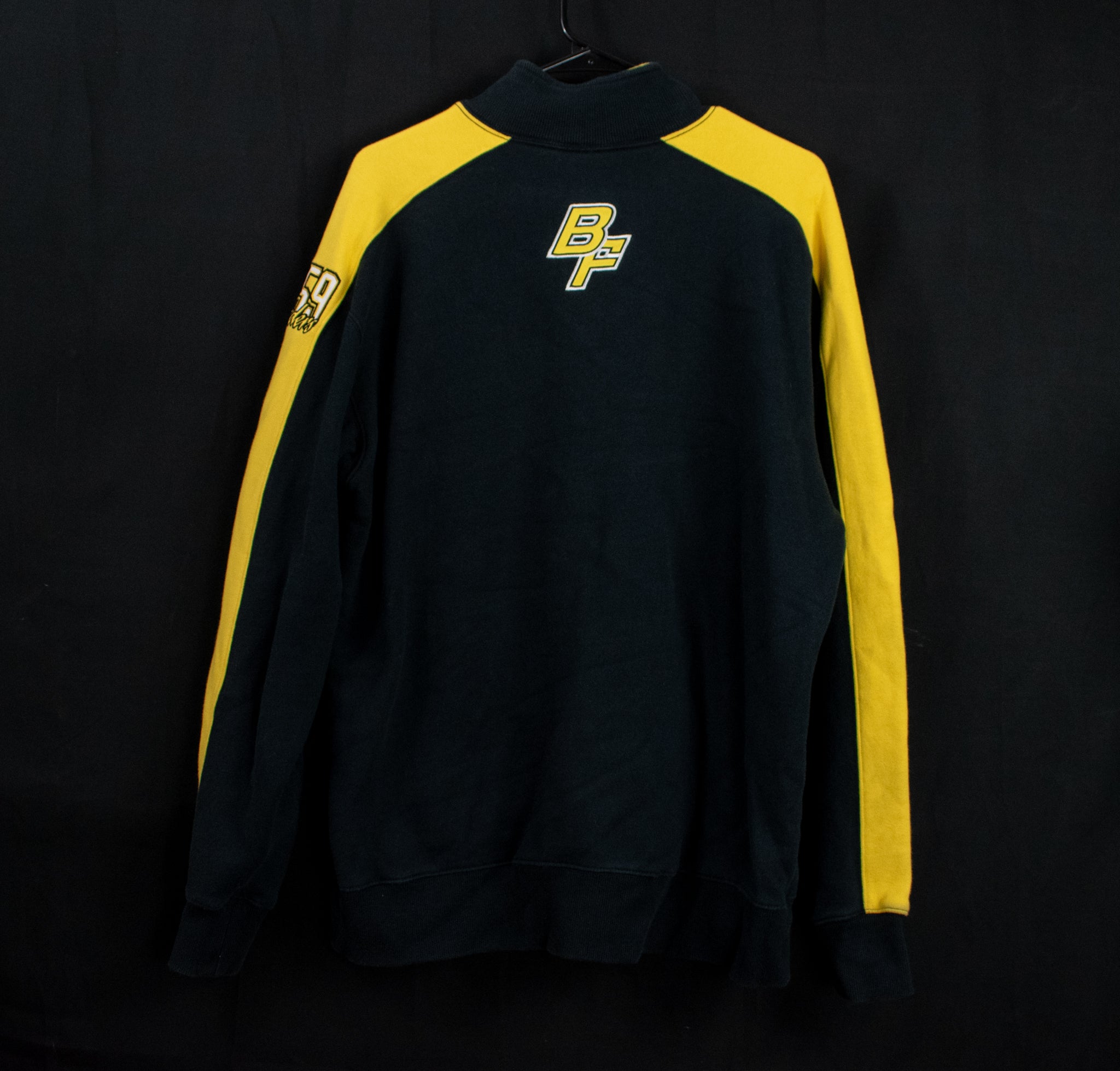 Bishop Fenwick Men Pullover Sweater Authentic Black Champion Yellow Half Zip 1959