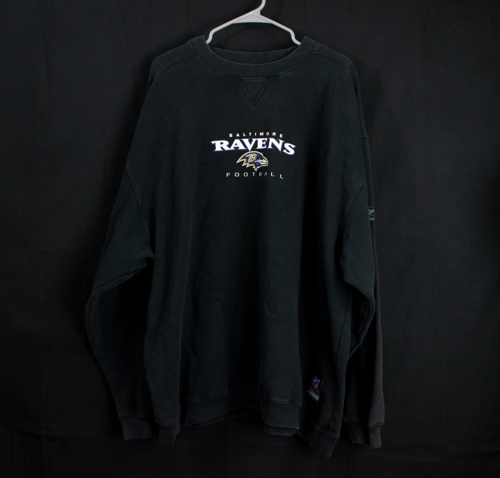 Baltimore Ravens Pullover Vintage Reebok Sweatshirt Black NFL 2XL Adult Sweater Mens