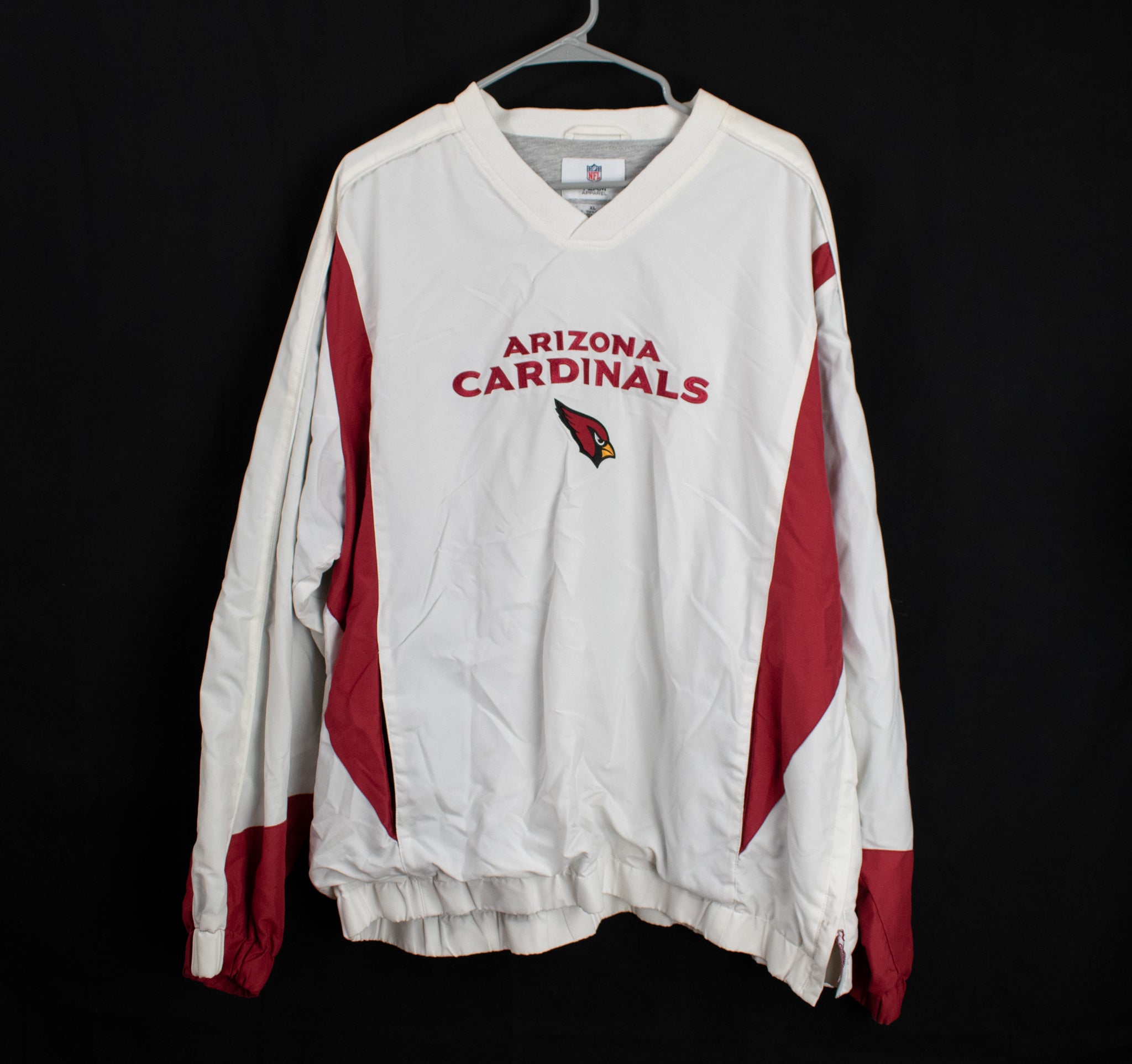 Arizona Cardinals Pullover X-Large Adult Windbreaker White NFL Football Team Apparel Jacket