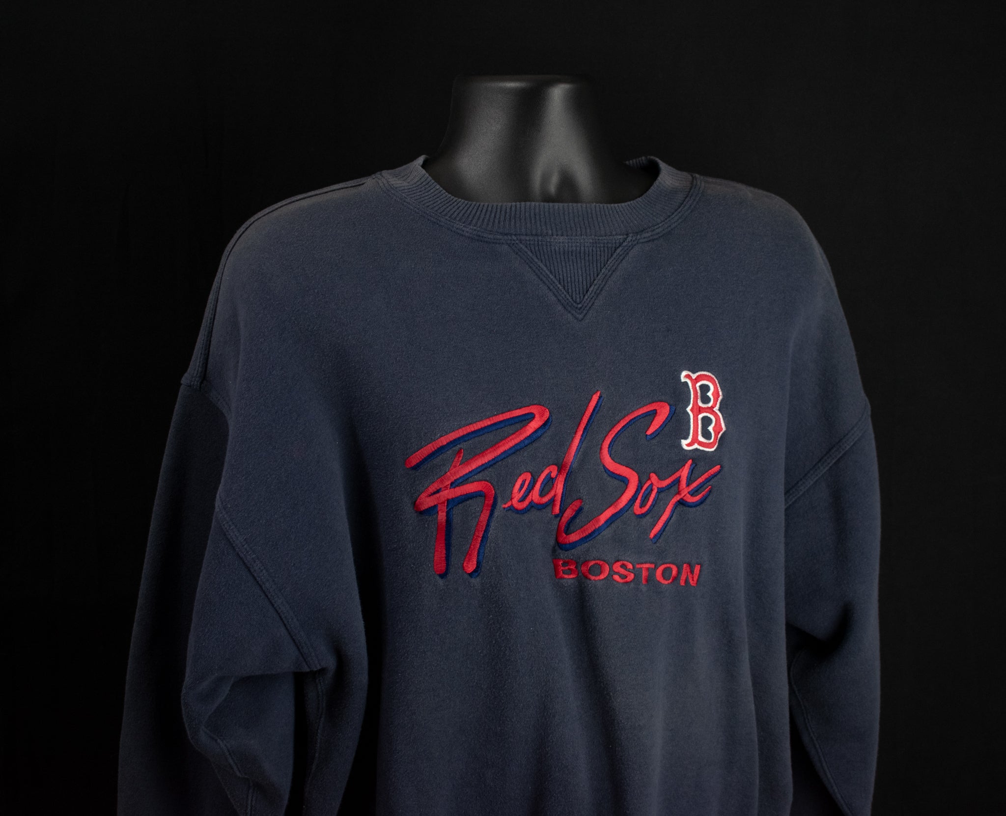 Vintage Boston Red Sox Adult Pullover MLB Baseball Large Sweater Crable Sportswear Blue