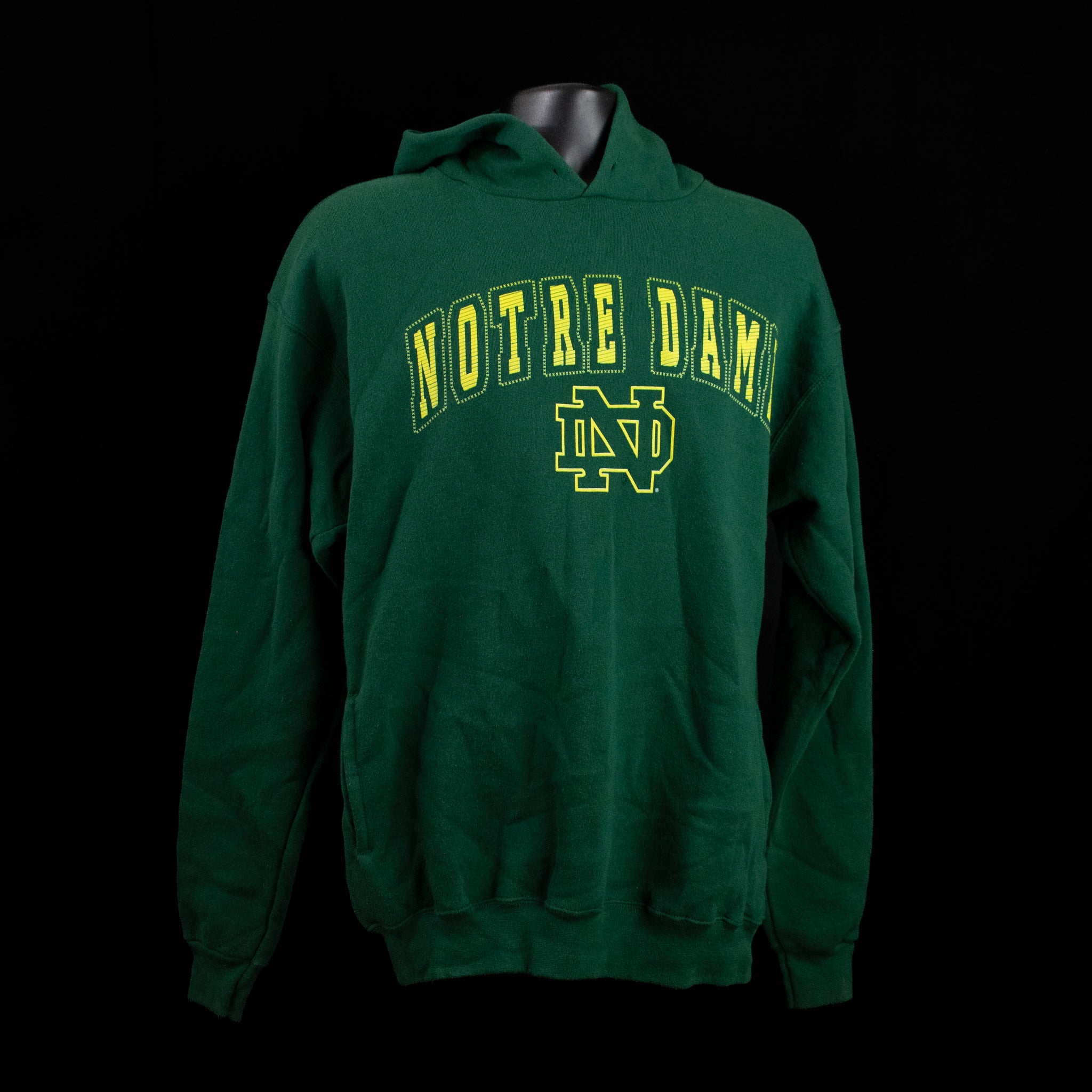 Notre Dame Sweatshirt Green Adult Pullover University Yellow College Sweater Large